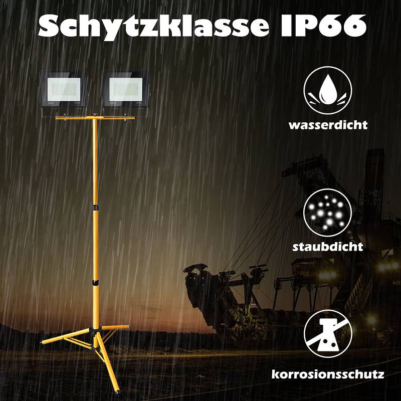 Teleskop Stativ für Arbeitstrahler LED Strahler Fluter in Gelb