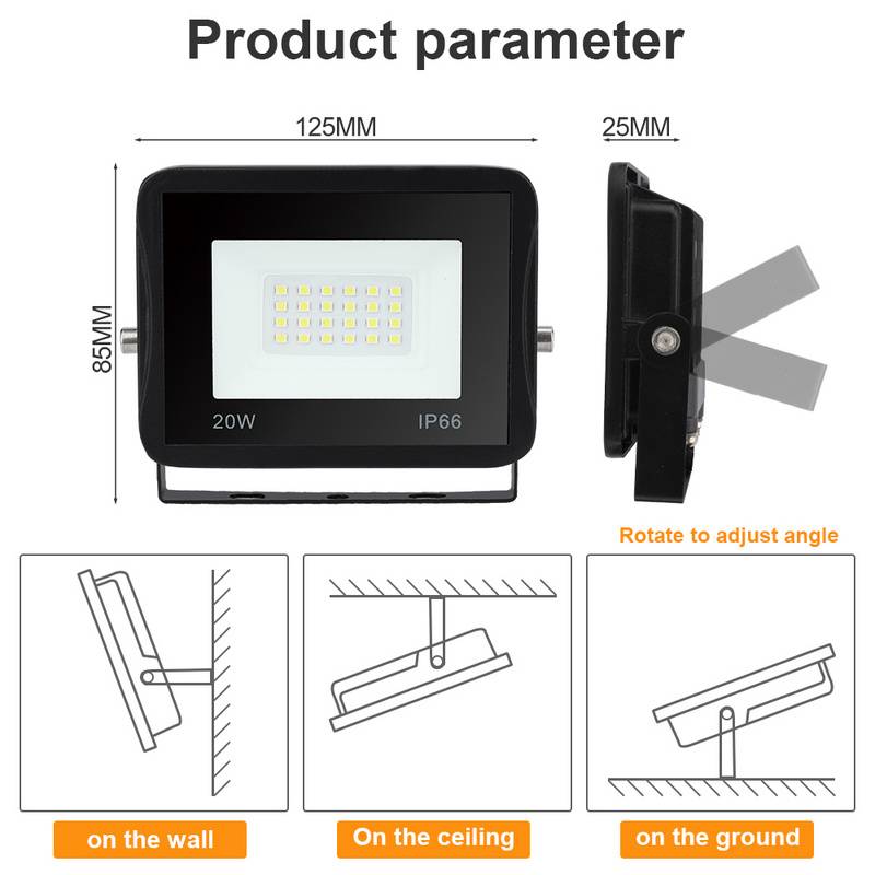 5x 20W LED Fluter LED Strahler Wasserdicht Flutlicht Außenstrahler Outdoor-Sicherheitsleuchte für Garten Garage Kaltweiß