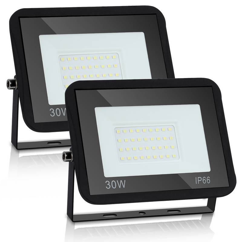 30W 2x LED Fluter LED Strahler Wasserdicht Flutlicht Außenstrahler Outdoor-Sicherheitsleuchte für Garten Garage Kaltweiß