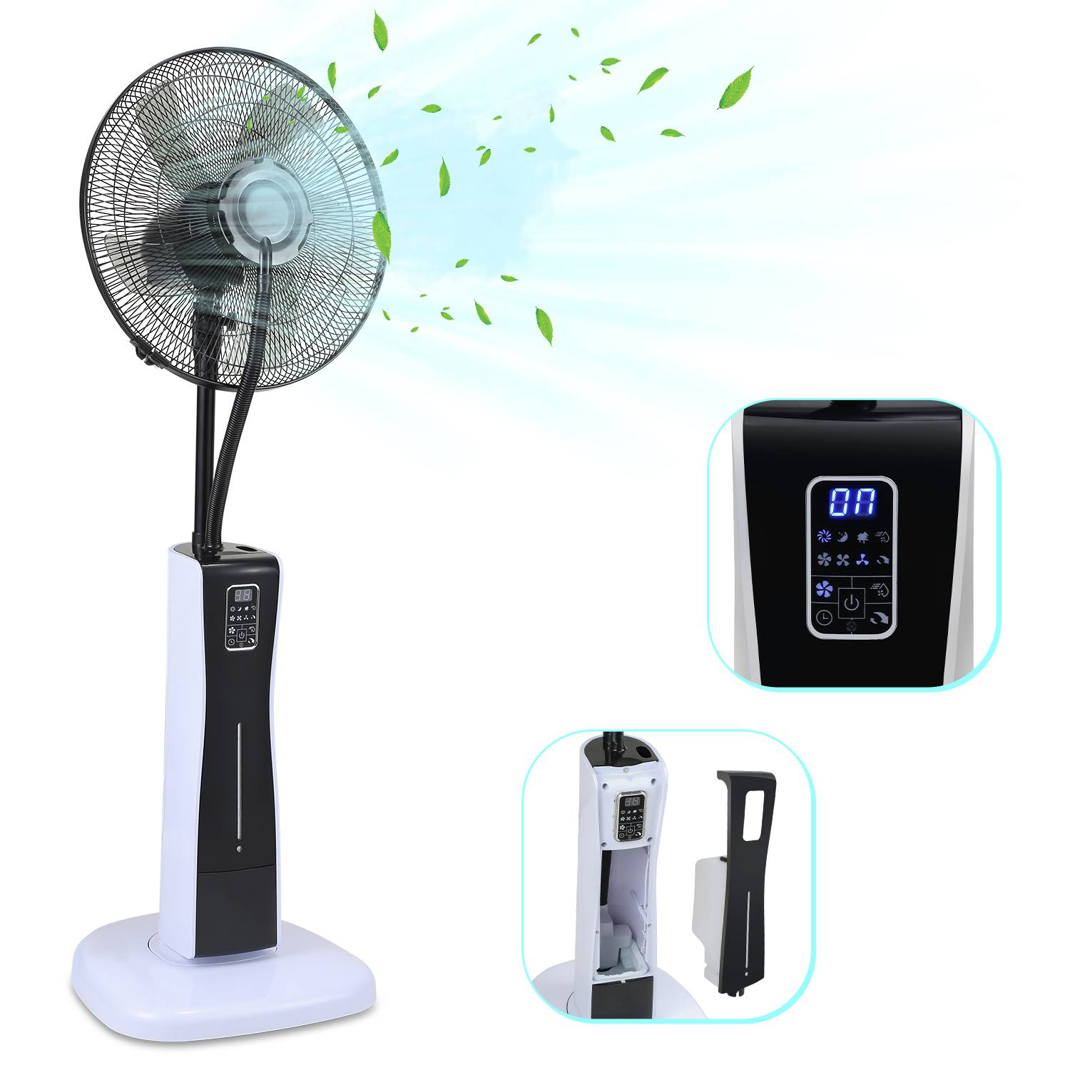 Ventilator 75W Standventilator 3 Geschwindigkeitsstufen Bodenventilator Windmaschine 7.5h Timer mit Fernbedienung