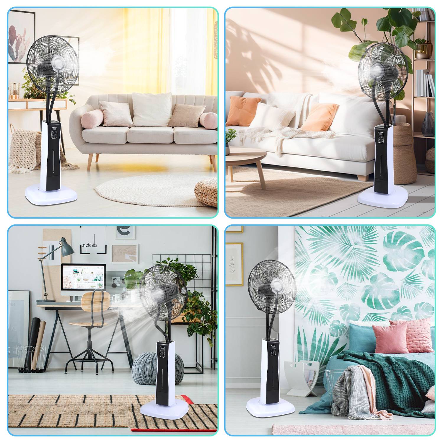 Ventilator 75W Standventilator 3 Geschwindigkeitsstufen Bodenventilator Windmaschine 7.5h Timer mit Fernbedienung
