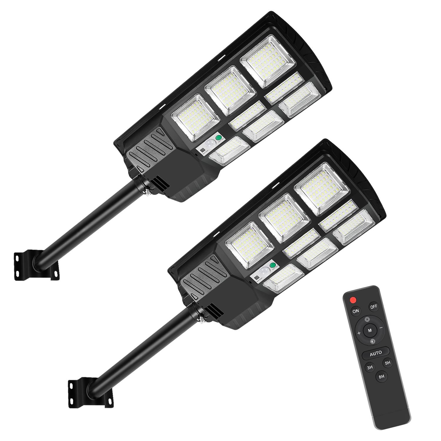 2X 300W Straßenlaterne Wandleuchte Solar mit Bewegungsmelder Straßenlampe LED