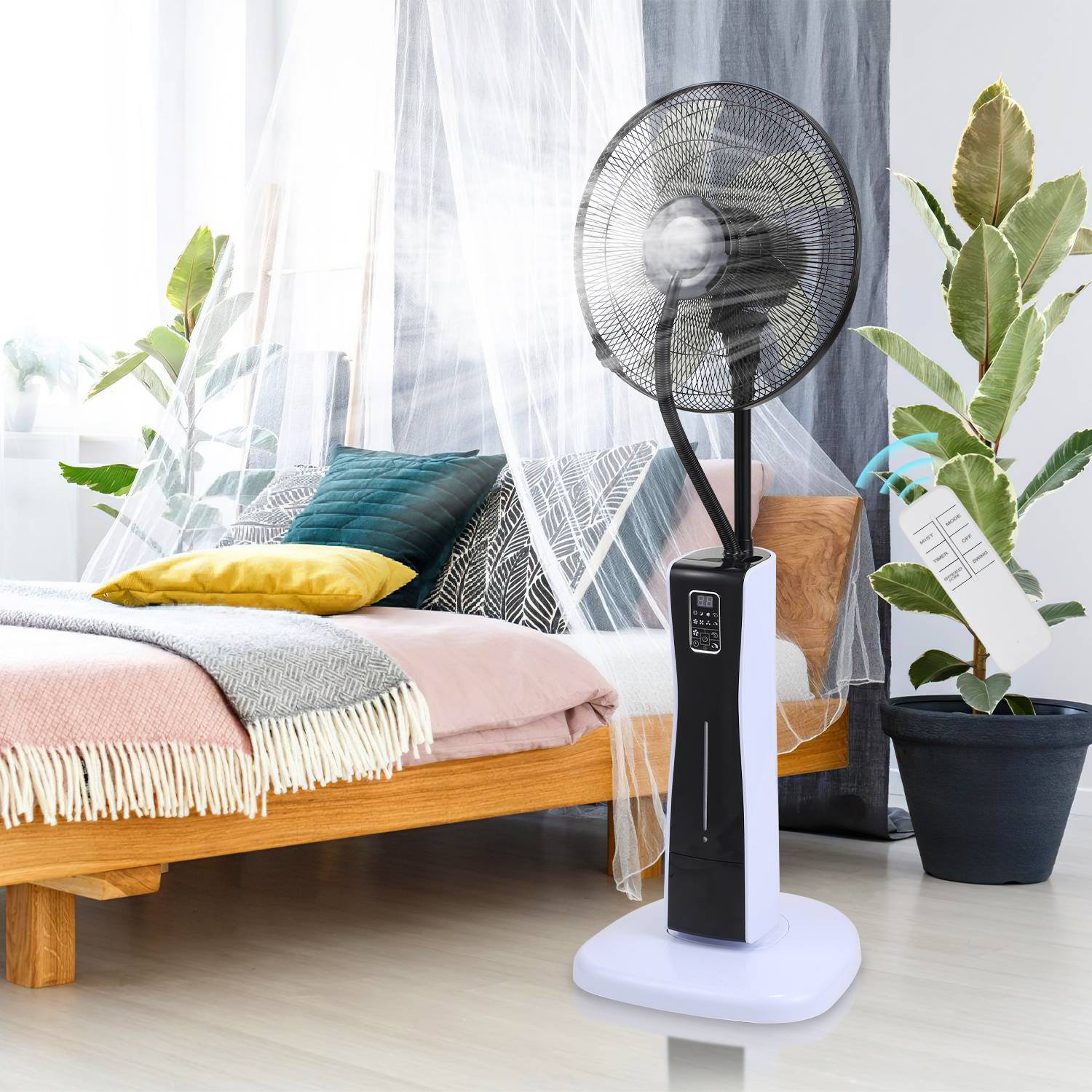Ventilator 75W Standventilator 3 Geschwindigkeitsstufen Bodenventilator 7.5h Timer Windmaschine