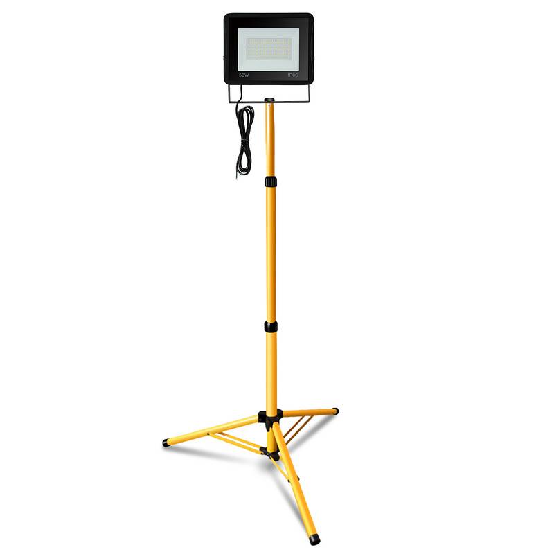LED Baustrahler 50W LED Fluter Flutlicht mit Stativ Außenstrahler IP72 Wasserdicht Scheinwerfer Arbeitsleuchte Warmweiß