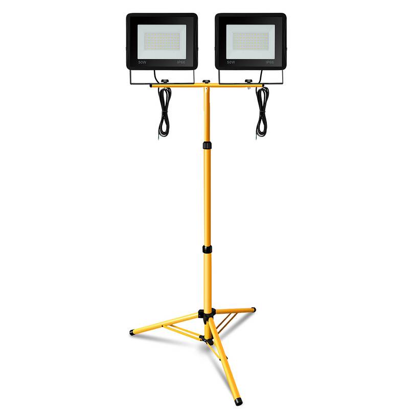 LED Baustrahler 2x 50W LED Fluter Flutlicht mit Stativ Außenstrahler IP82 Wasserdicht Scheinwerfer Arbeitsleuchte Warmweiß