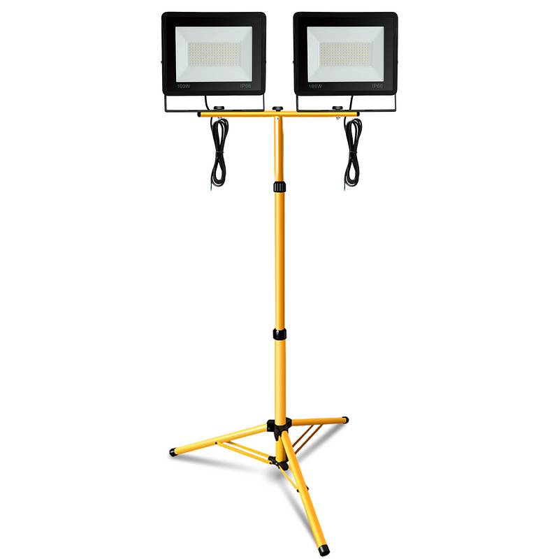 2x 100W LED Baustrahler Fluter Stativ Flutlicht Scheinwerfer Außenstrahler Arbeitsleuchte Bauscheinwerfer IP66 Wasserdicht Warmweiß