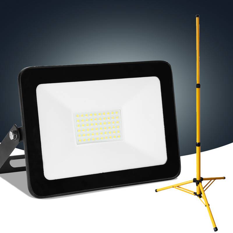 50W LED Baustrahler Fluter Stativ Flutlicht Scheinwerfer Außenstrahler Arbeitsleuchte Bauscheinwerfer IP66 Wasserdicht Warmweiß