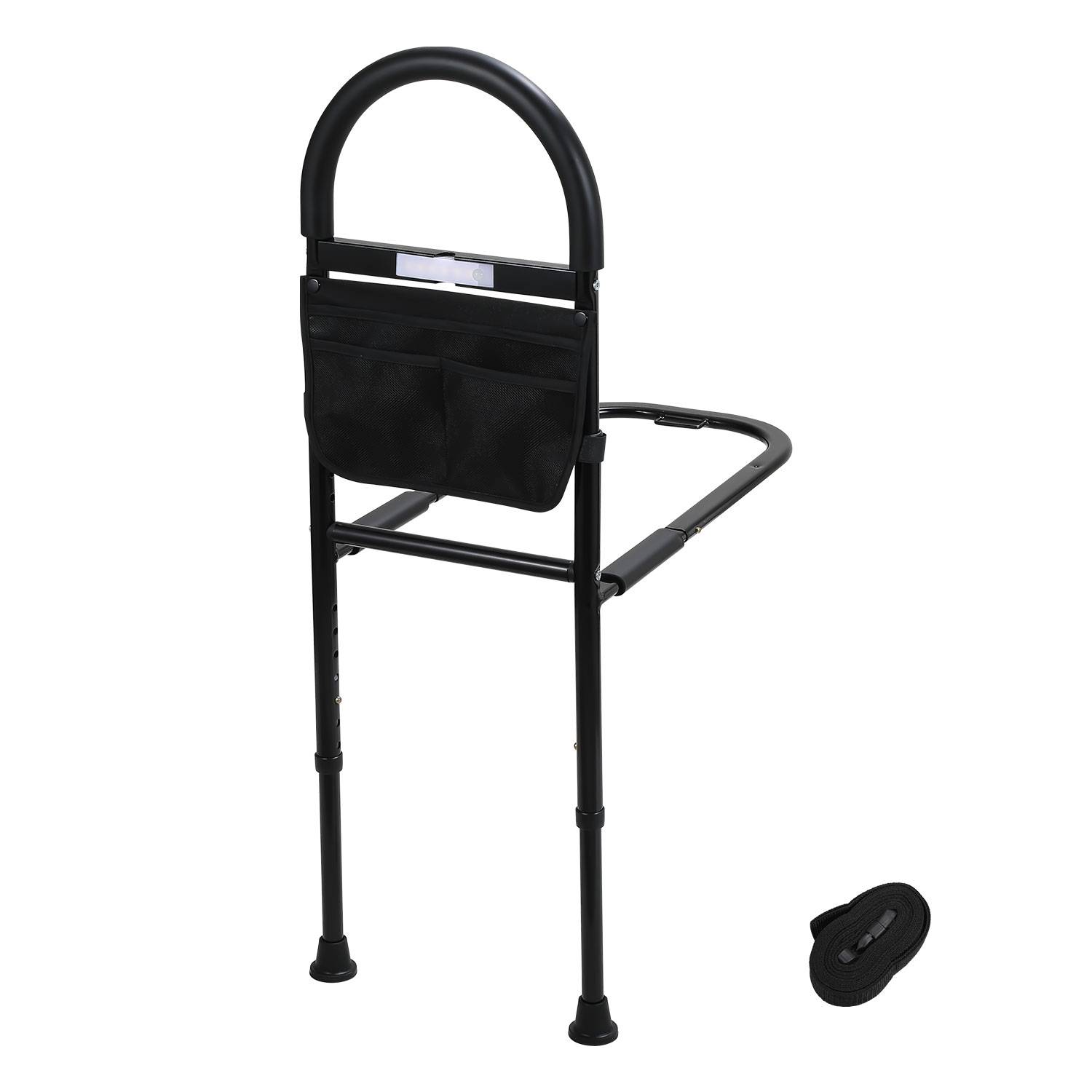 Aufstehhilfe Bett Höhe Verstellbar Bettgitter für Ältere Sicherheit Bettgeländer mit Lagerung Tasche und Sensorlicht