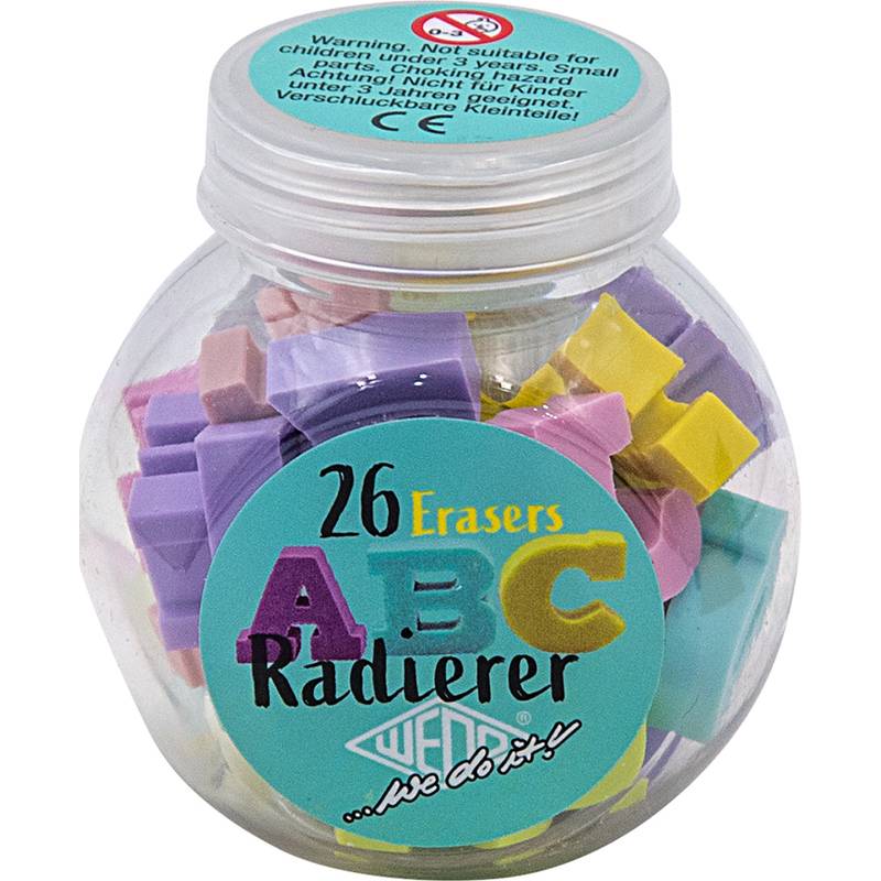 WEDO Kunststoff-Radierer ABC, 26 Stück in Kunststoffdose