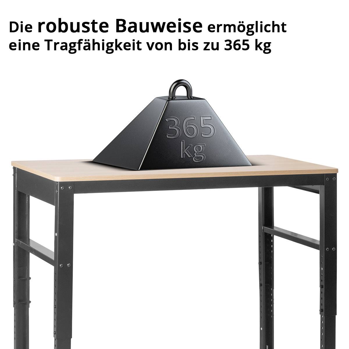 STAHLWERK Werkbank mit Rollen höhenverstellbar 92-104 cm Tragfähigkeit 365 kg