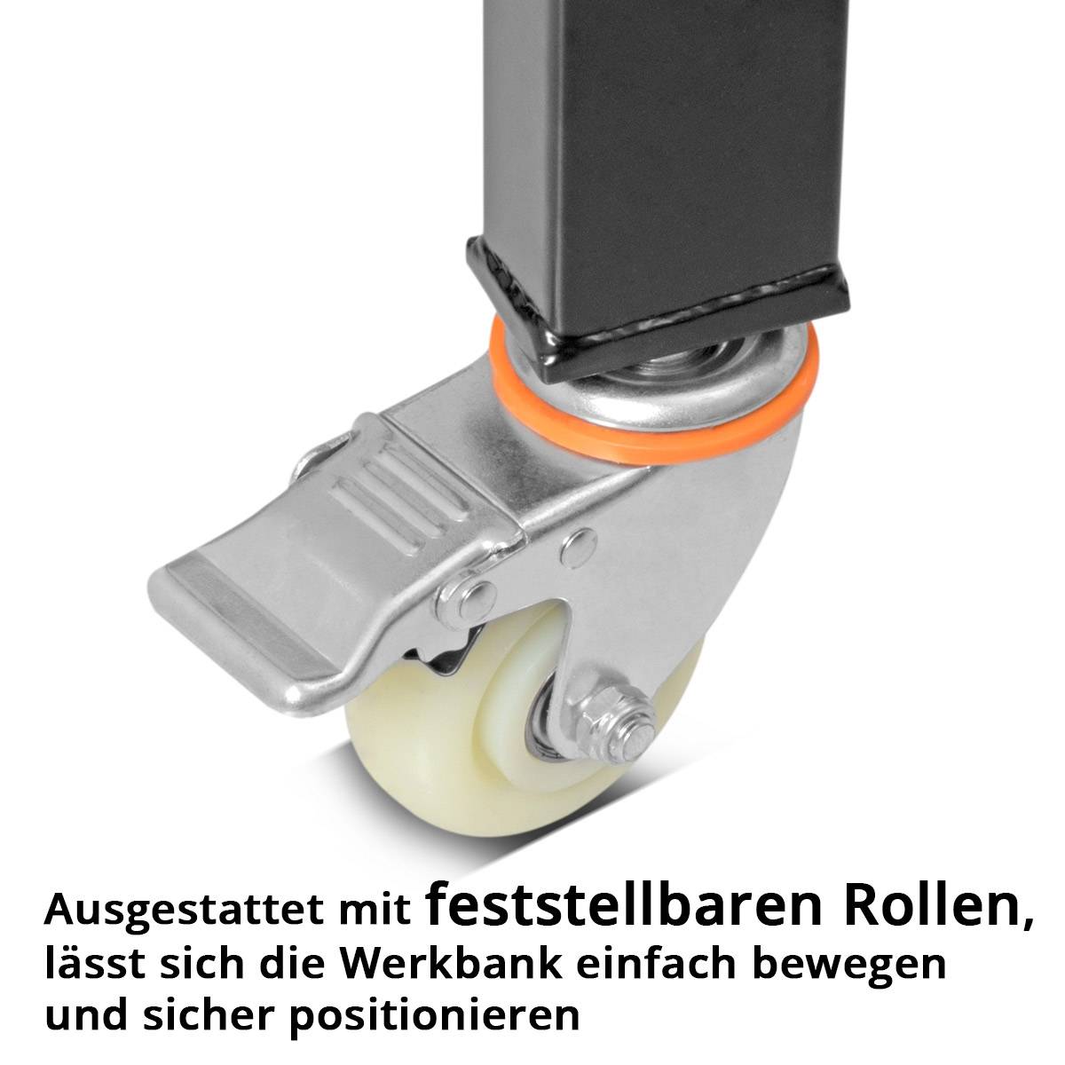 STAHLWERK Werkbank mit Rollen höhenverstellbar 92-104 cm Tragfähigkeit 365 kg