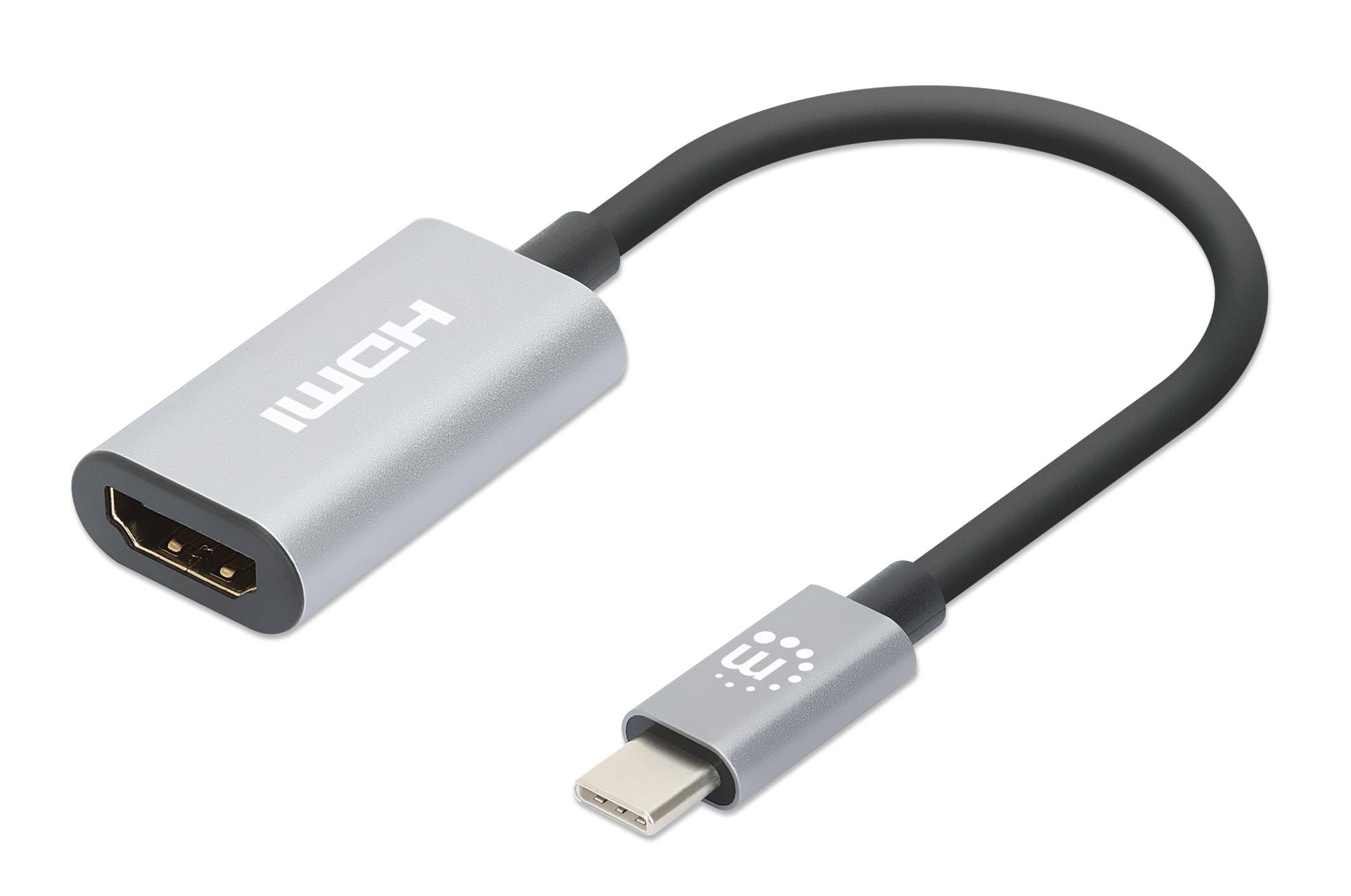 MANHATTAN USB-C auf HDMI-Adapter 4K 60Hz Alu Space grau
