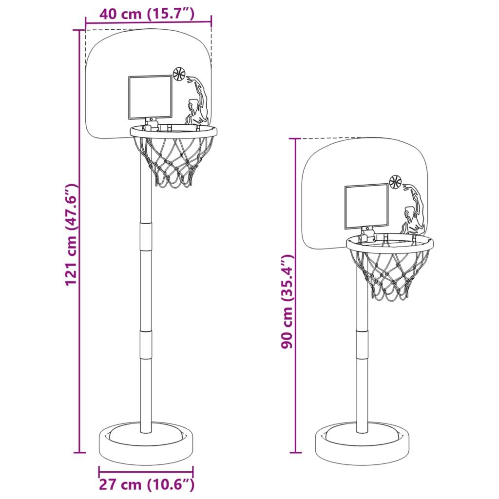 vidaXL Basketballkorb mit Ständer, Ball & Pumpe Verstellbar 90/121 cm