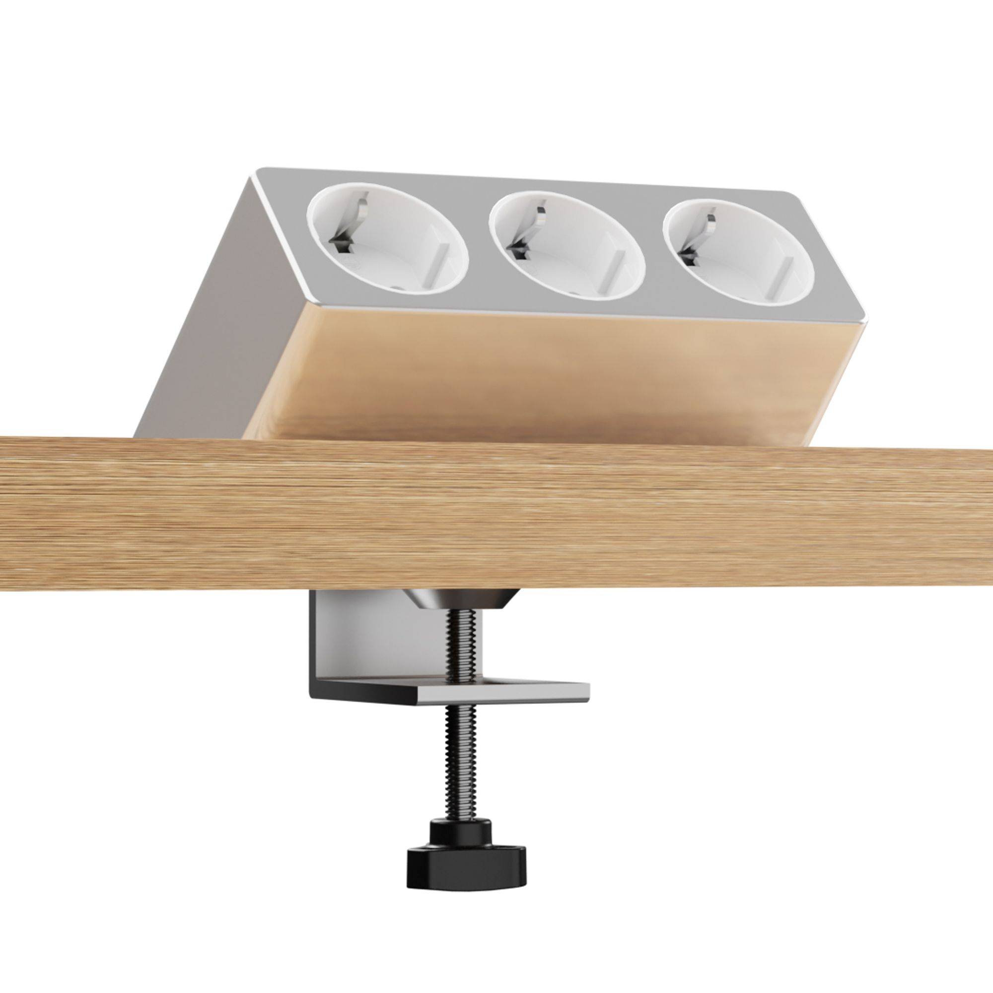 kalb | Luxor 3-fach Steckdose, EU-Schutzkontakt, 2m Kabel, Tischklemme, Untertischmontage, Bürosteckdose, Mehrfachsteckdose Tisch 230V
