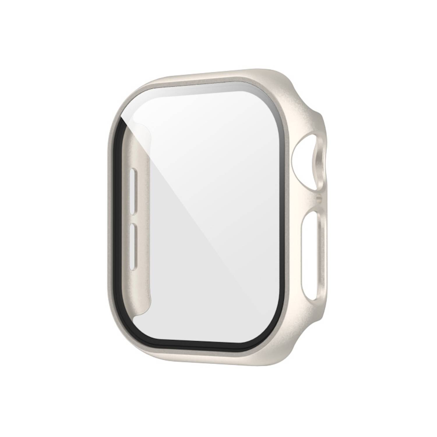 Für Apple Watch Series 10 46mm Kunststoff PC Smart Watch Hülle + Schutz Hart Glas Beige