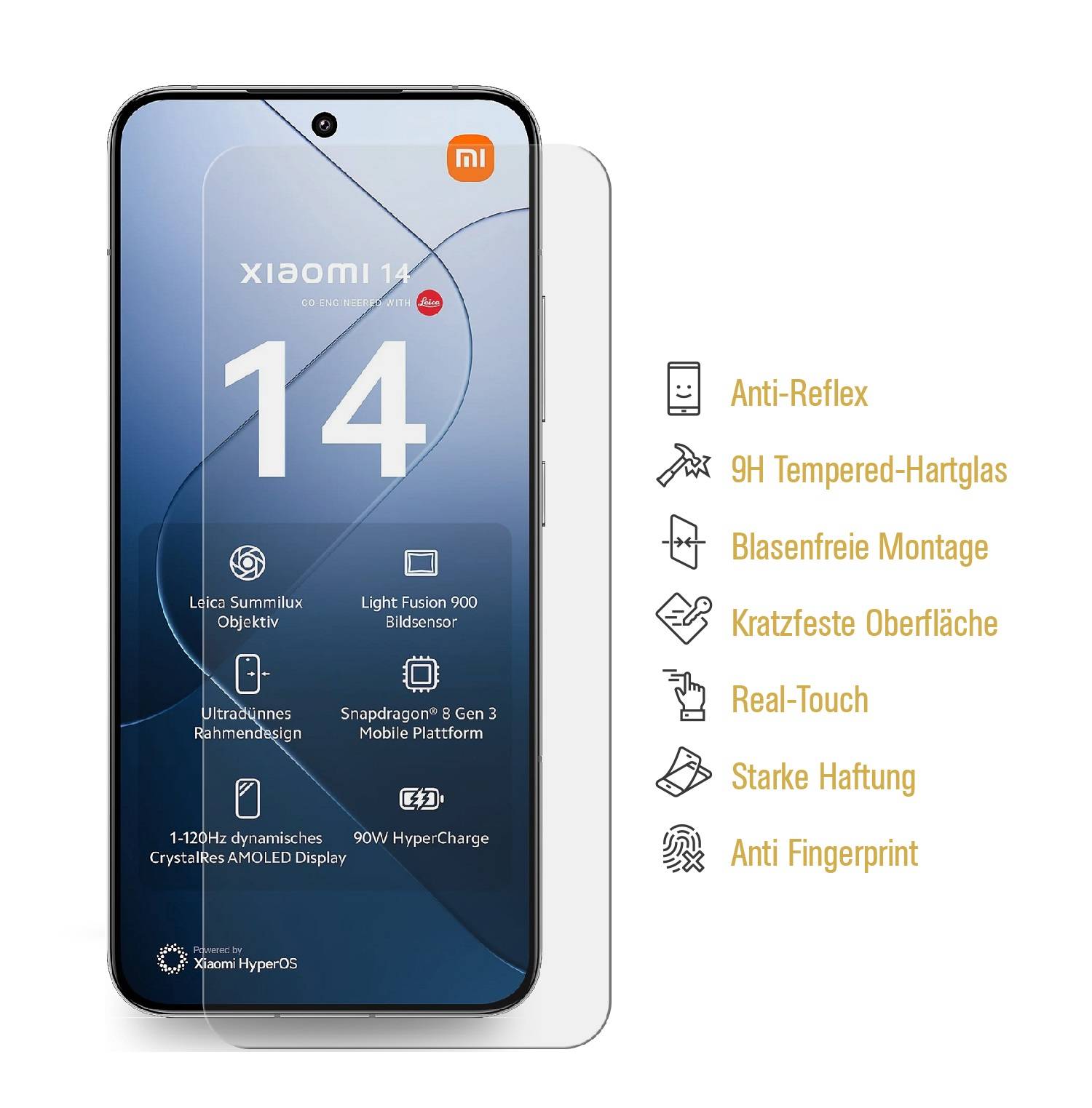 4x 9H Panzerglas für Xiaomi 14 Matt ANT-Reflex echtes Tempered Glass Panzerfolie Displayschutz Schutzglas Schutzfolie Screen-Protector