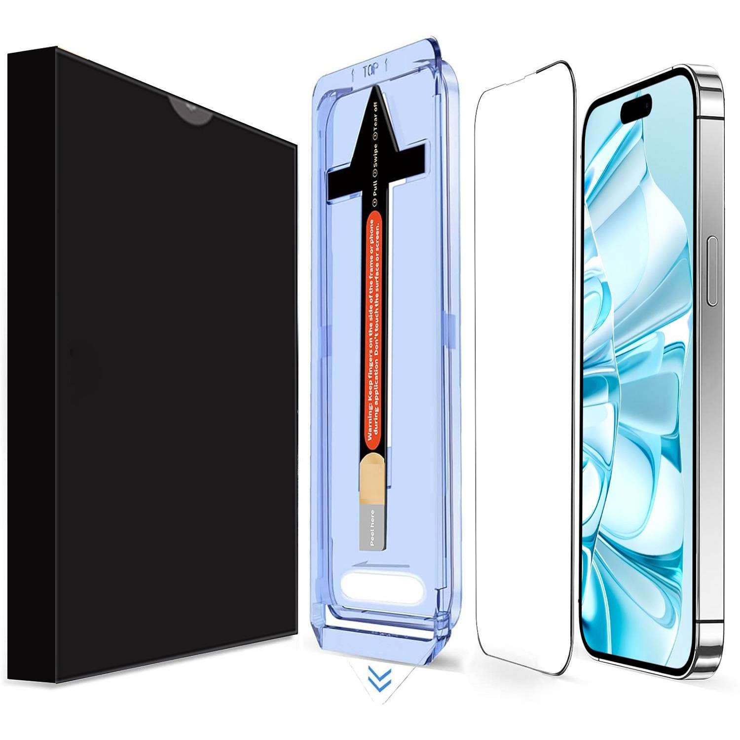 Kopie von 1x 9H Panzerglas für iPhone 16 3D KLAR MagixBox Staubfreie Installation echtes Tempered Glass Panzerhartglas Schutzglas Displayschutz