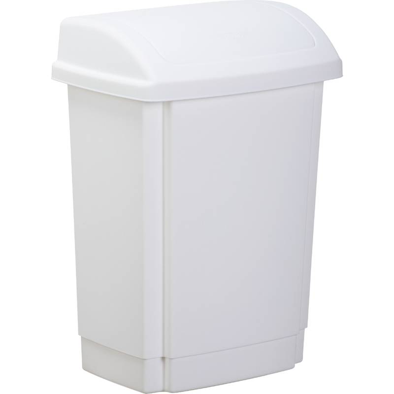 plast team Schwingdeckel-Abfalleimer, 15 Liter, weiß