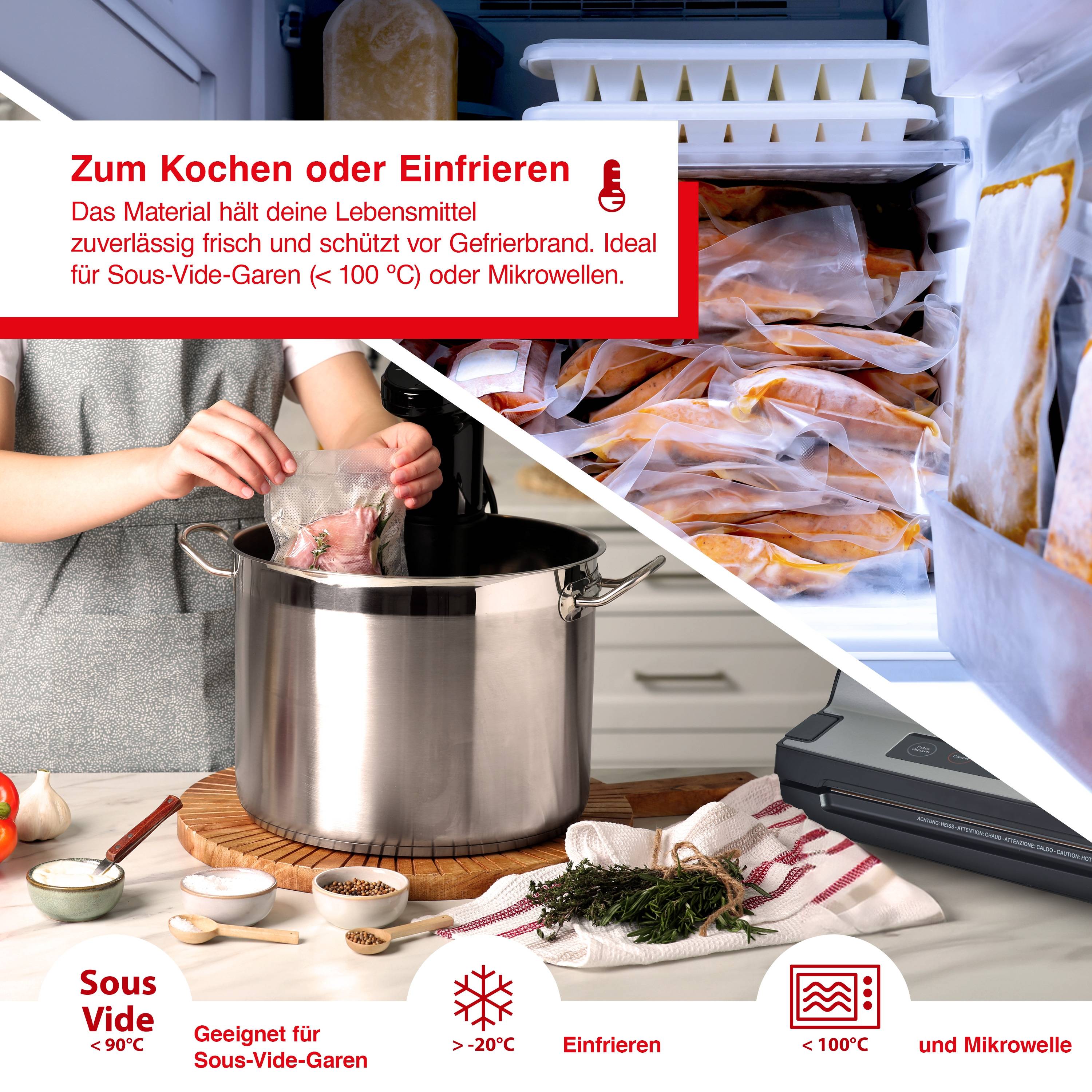 Solis Vakuumierfolie für Vakuumierer, 2 Rollen BPA-frei, 600x30 cm, Dicke 110 µm