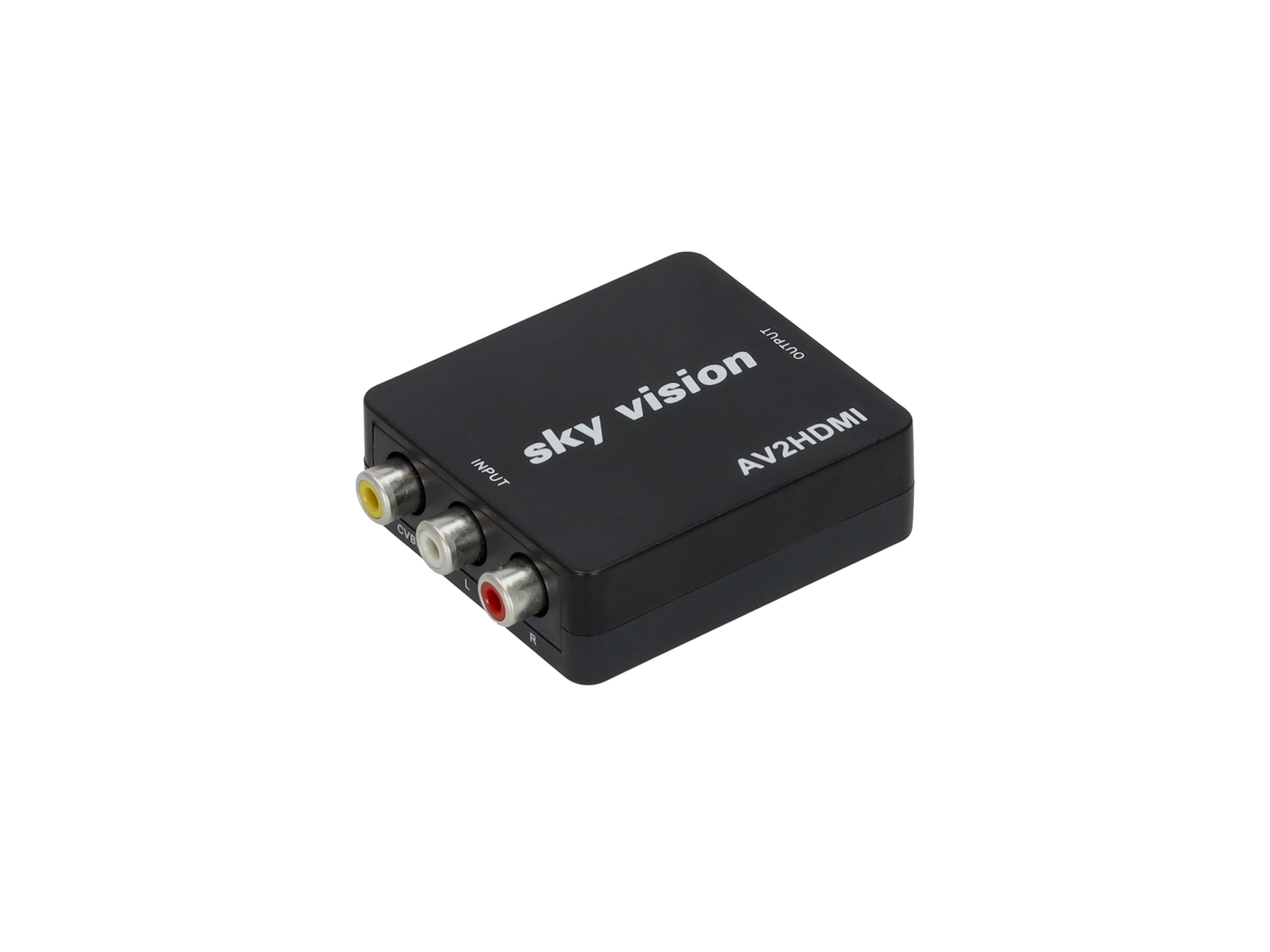 sky vision RCA (Audio L+R und Video) zu HDMI Konverter, PAL, NTSC, schwarz