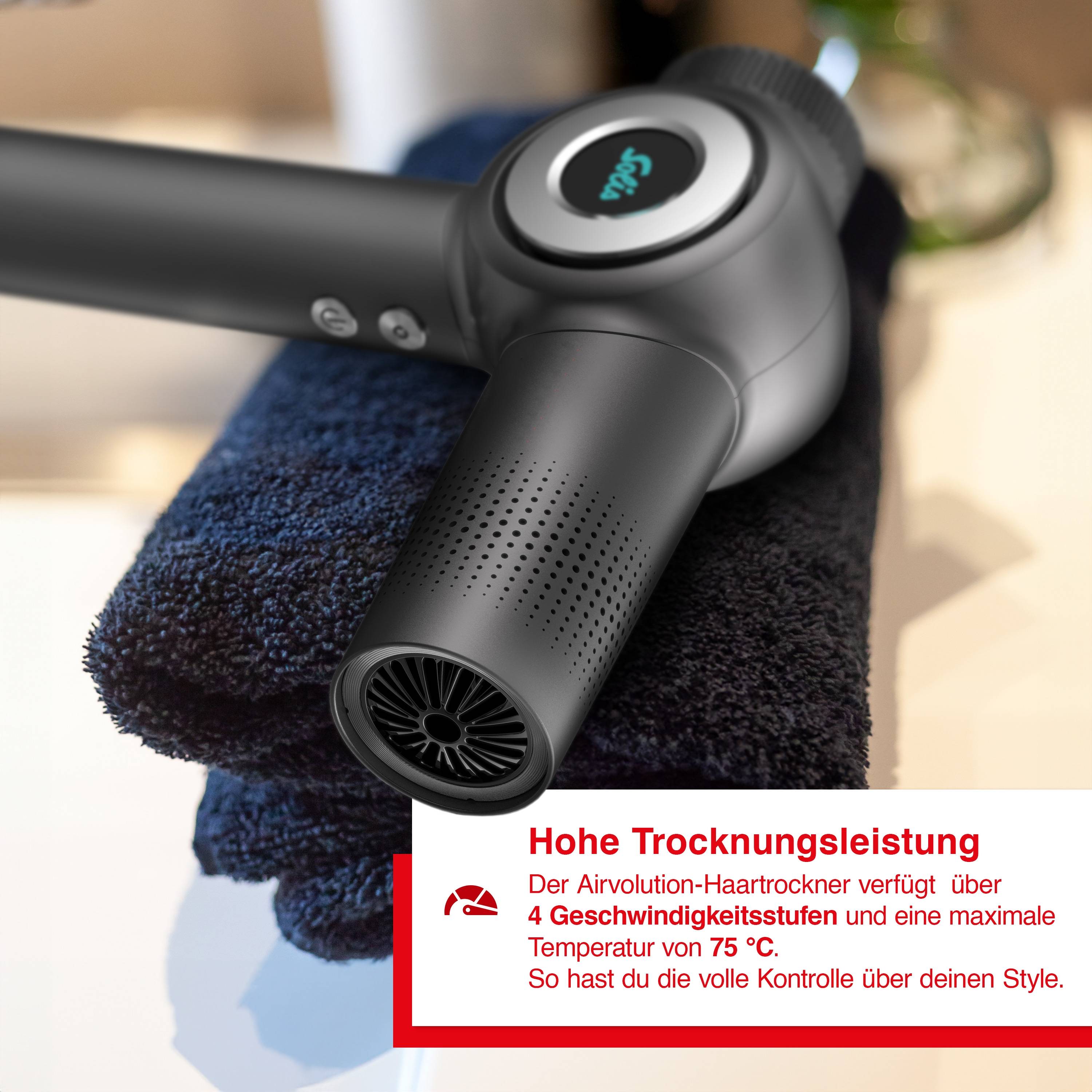 Solis Haartrockner Airvolution, Ionen, 4 Programme, hohe Trockenleistung