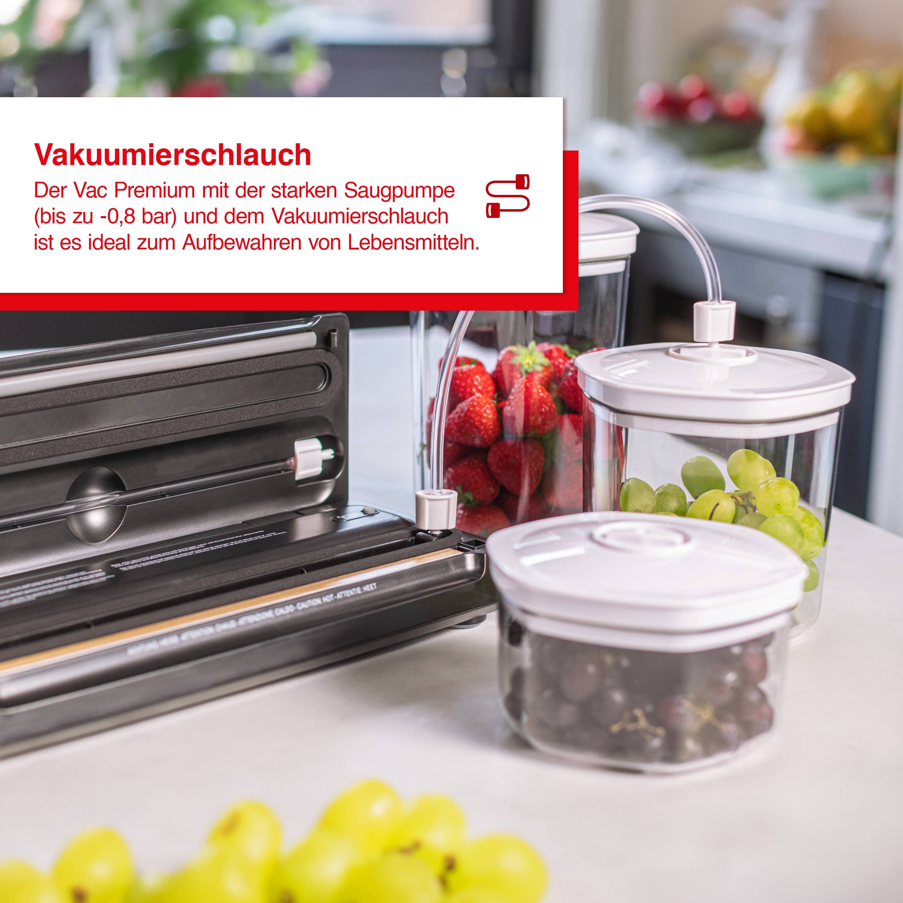 Solis Vakuumiergerät mit Vakuumschlauch, Set inkl. 60 Beutel & 2 Rollen