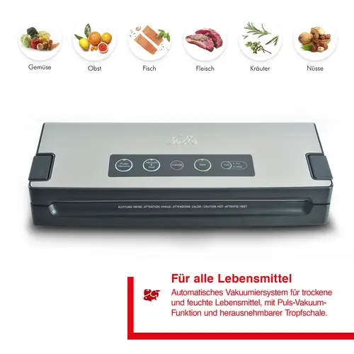 Solis Vakuumiergerät mit Vakuumschlauch, Set inkl. 60 Beutel & 2 Rollen Solis Vakuumiergerät mit Vakuumschlauch, Set inkl. 60 Beutel & 2 Rollen