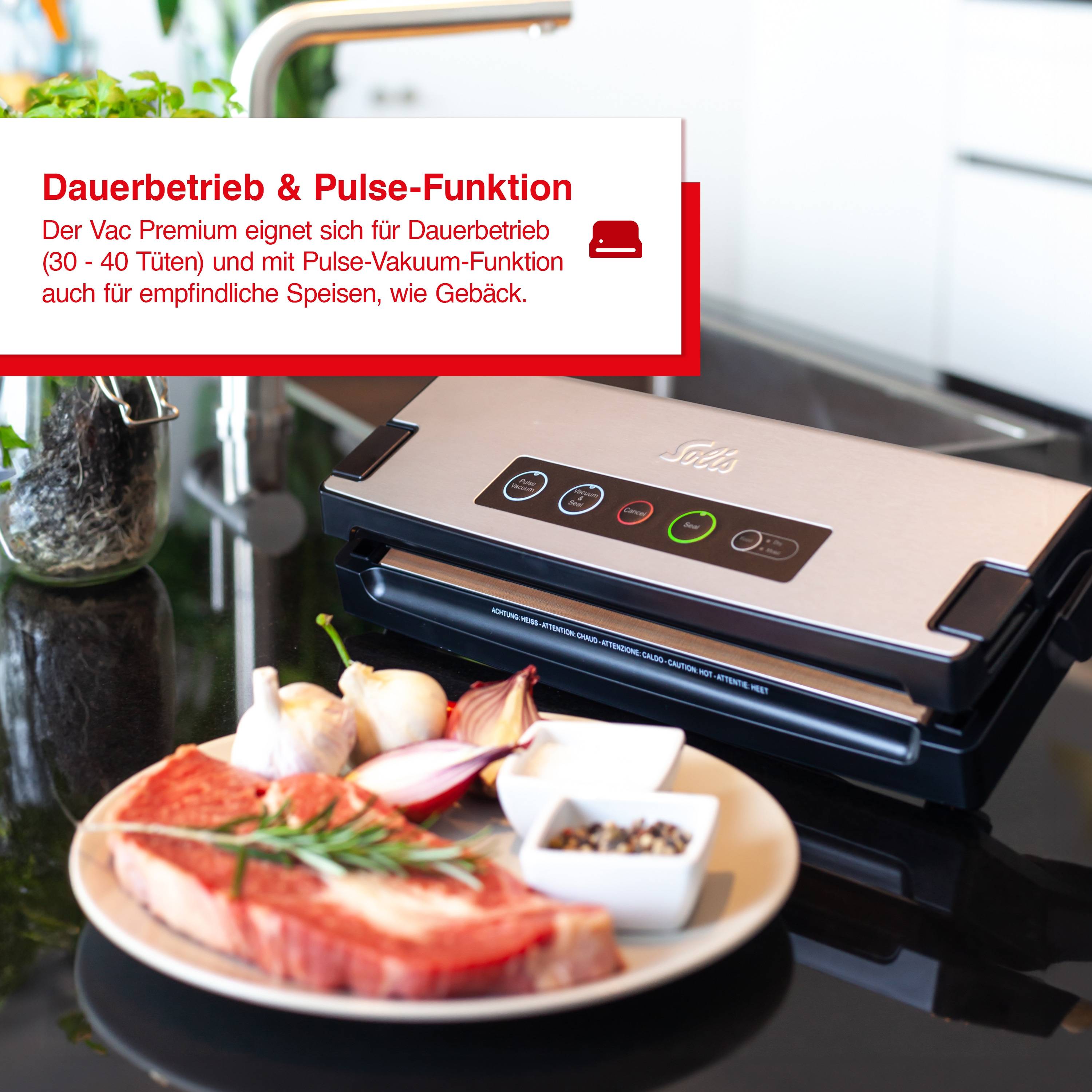 Solis Vakuumiergerät mit Vakuumschlauch, Set inkl. 60 Beutel & 2 Rollen