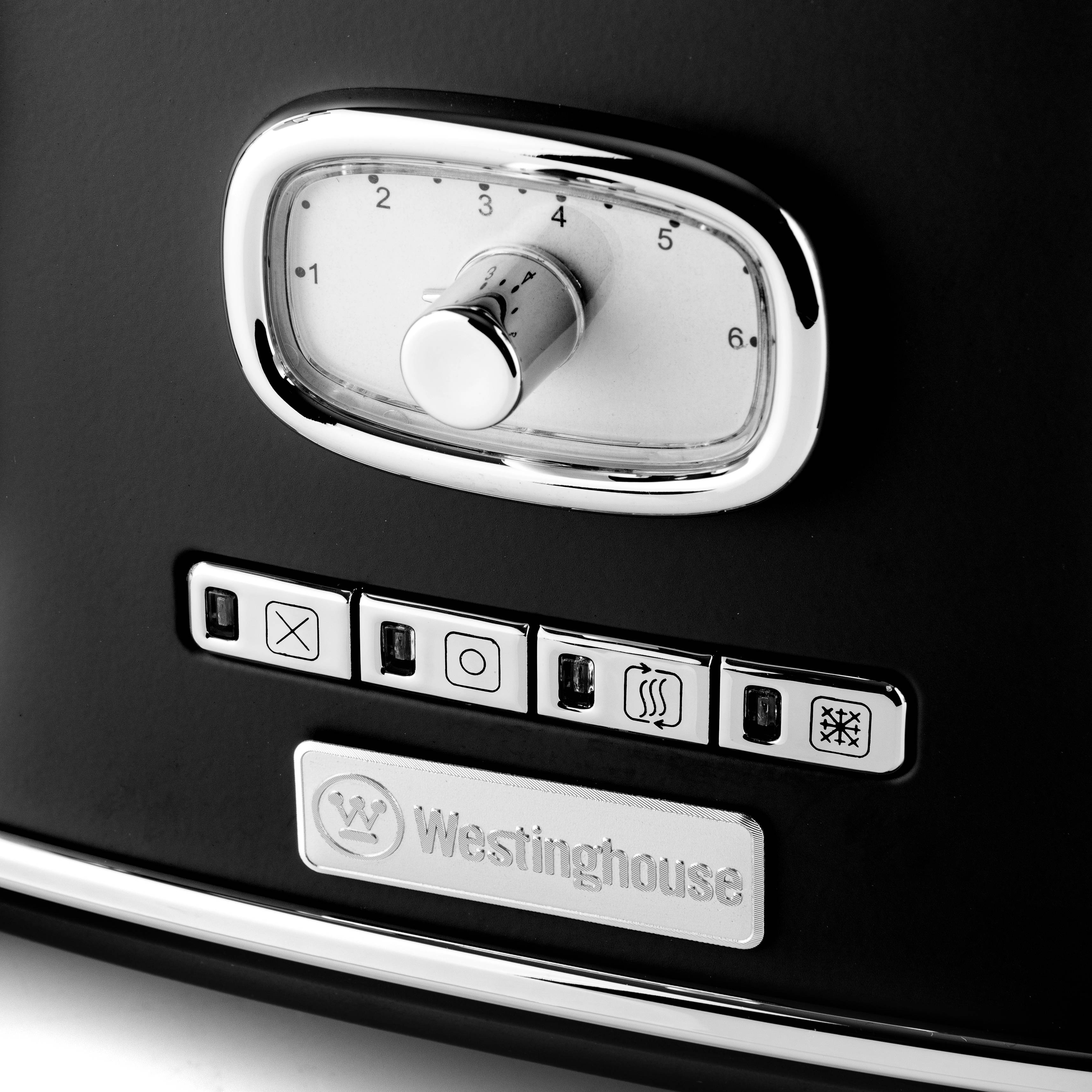 Westinghouse Retro Frühstücksset, 4-Schlitz Toaster + Wasserkocher 1,7L, schwarz