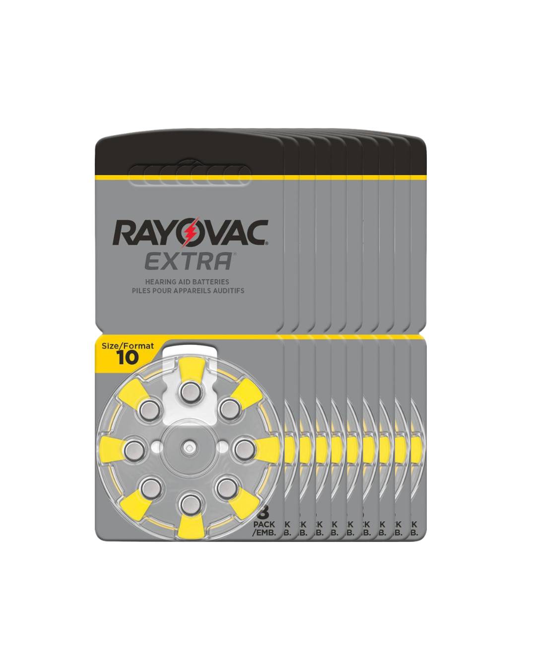 80x Rayovac HA10 PR70 Hörgeräte Batterien Extra Advanced (10x 8 Blister)