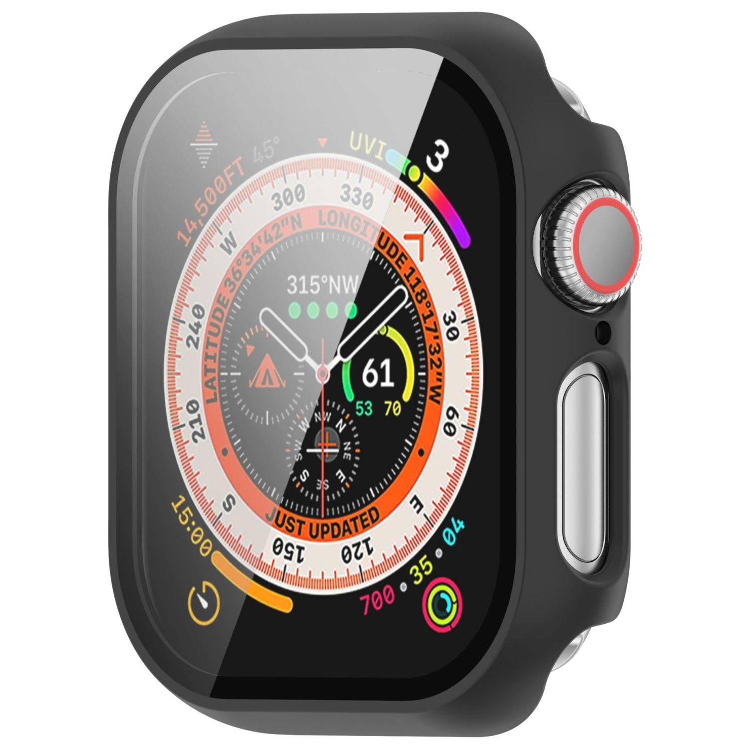 Für Apple Watch Series 10 46mm Kunststoff Hülle + H9 Hart Glas Schwarz
