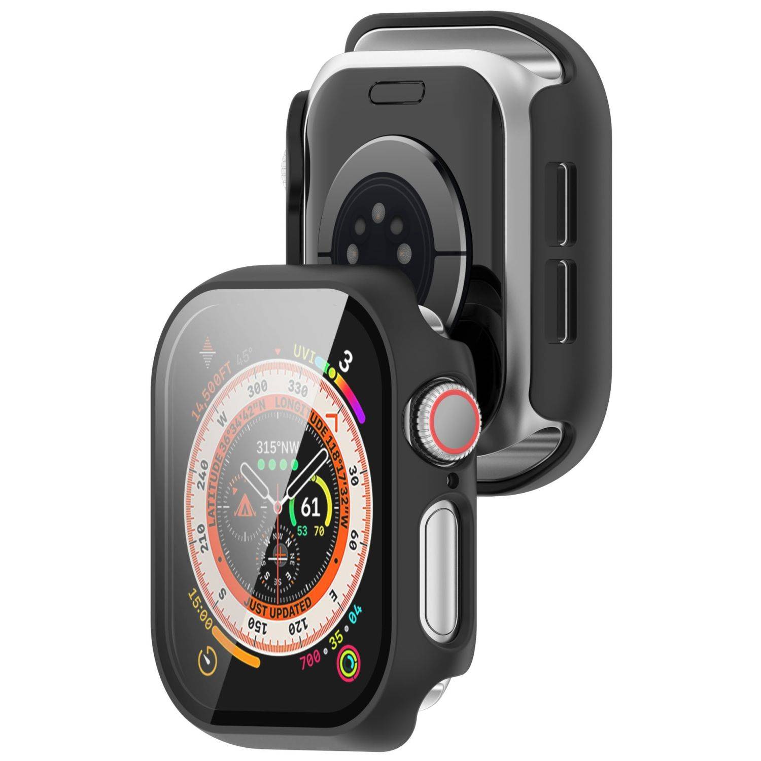 Für Apple Watch Series 10 46mm Kunststoff Hülle + H9 Hart Glas Schwarz