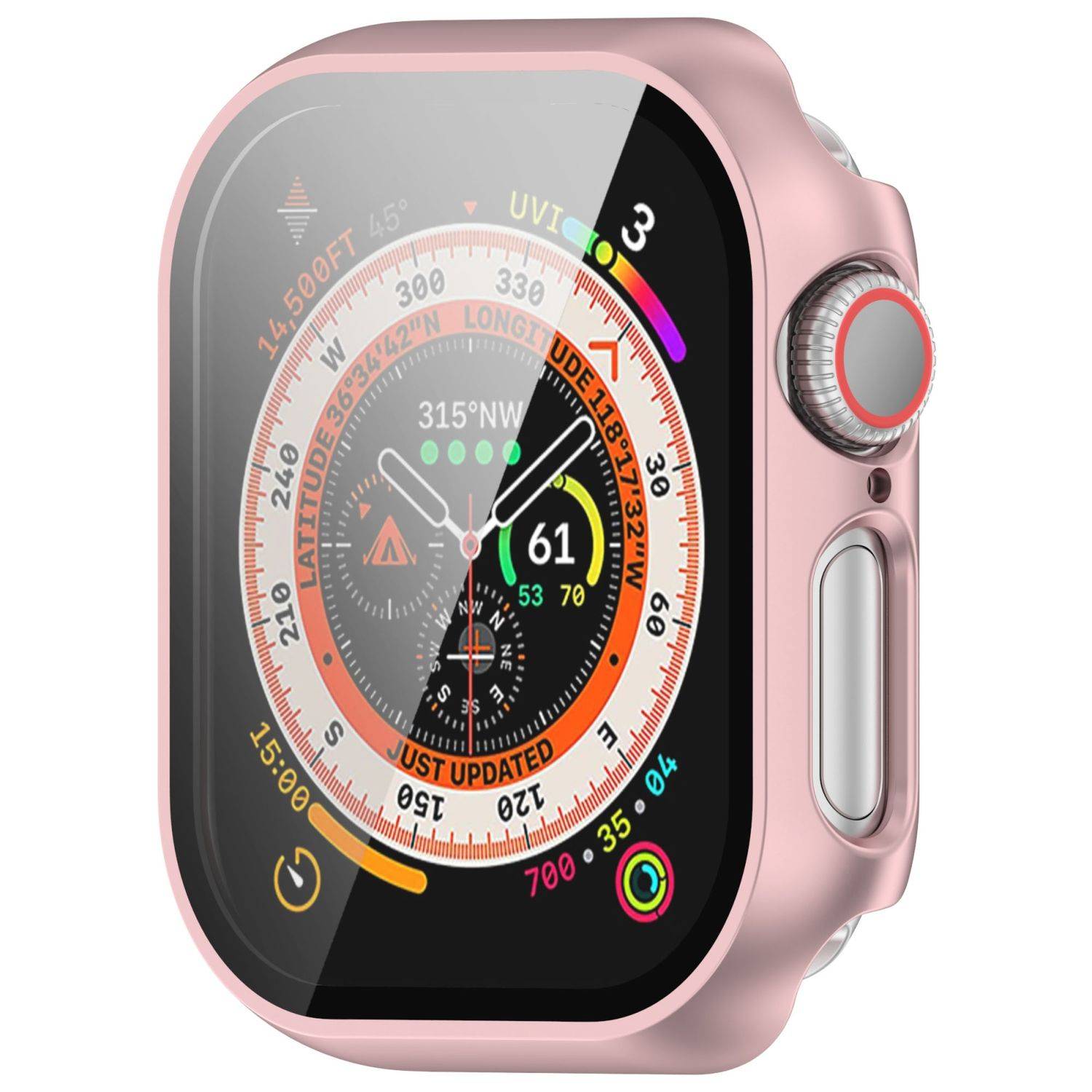 Für Apple Watch Series 10 42mm Kunststoff Hülle + Hart Glas Rose Gold