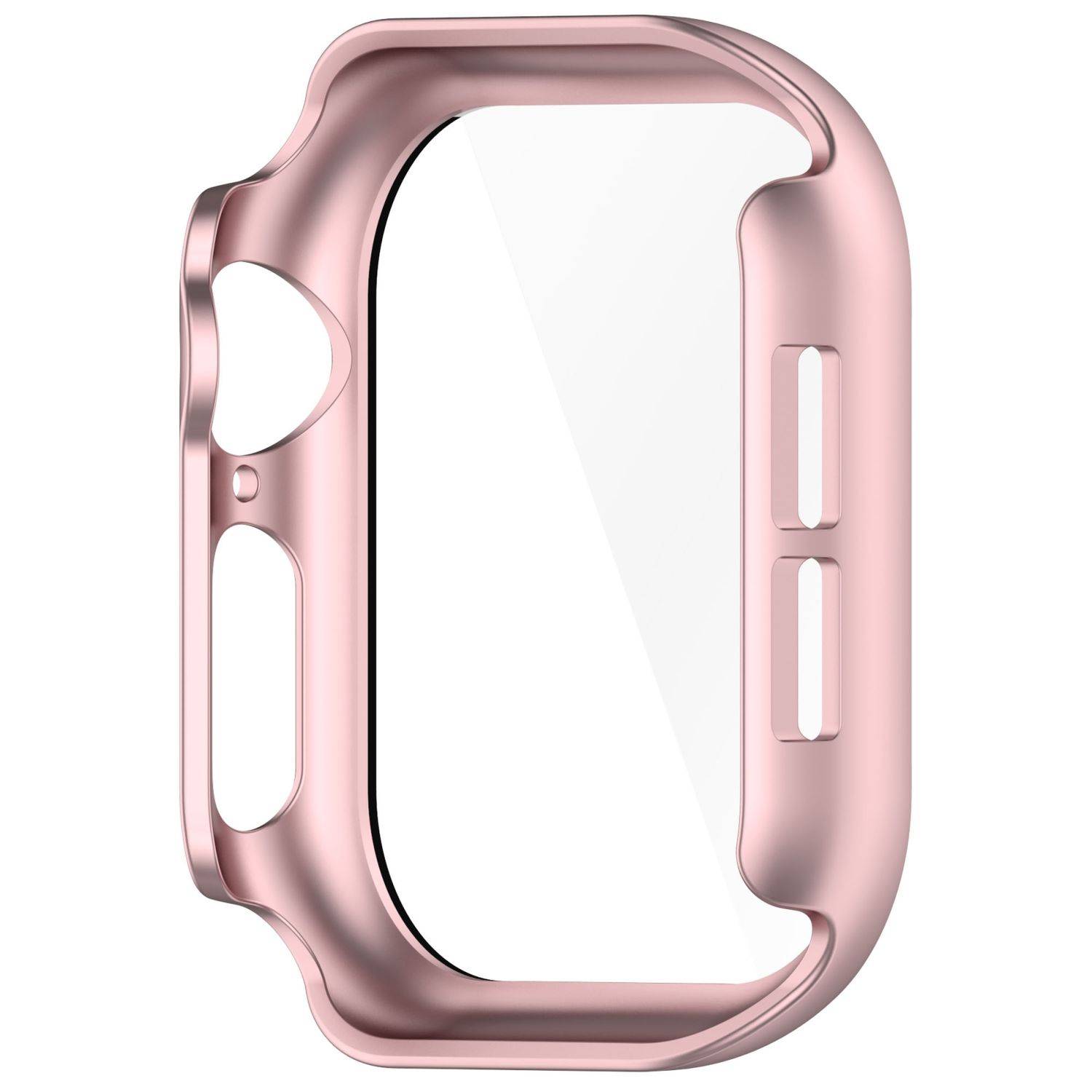 Für Apple Watch Series 10 42mm Kunststoff Hülle + Hart Glas Rose Gold