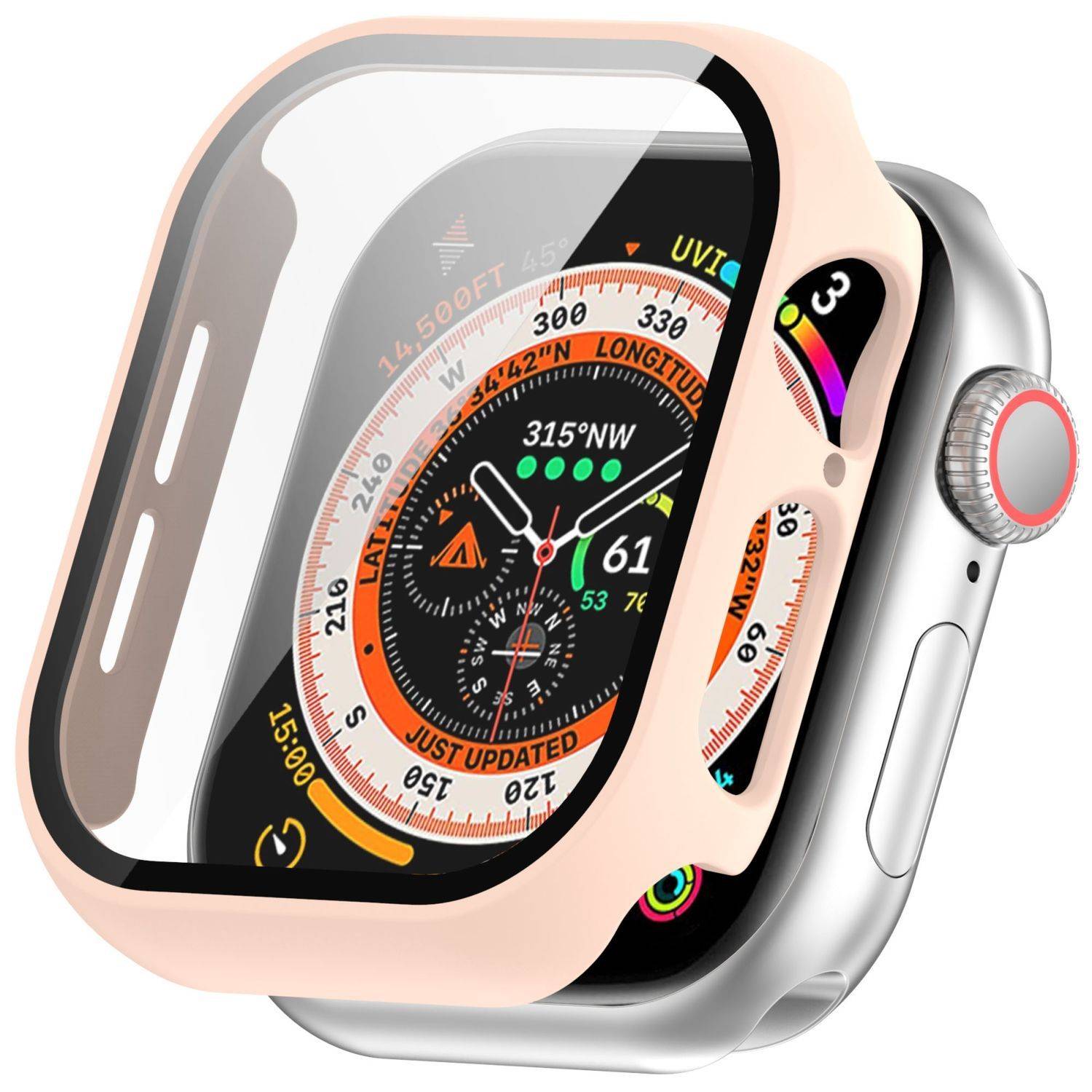 Für Apple Watch Series 10 42mm Kunststoff PC Smart Watch Hülle + Schutz Hart Glas Rosa