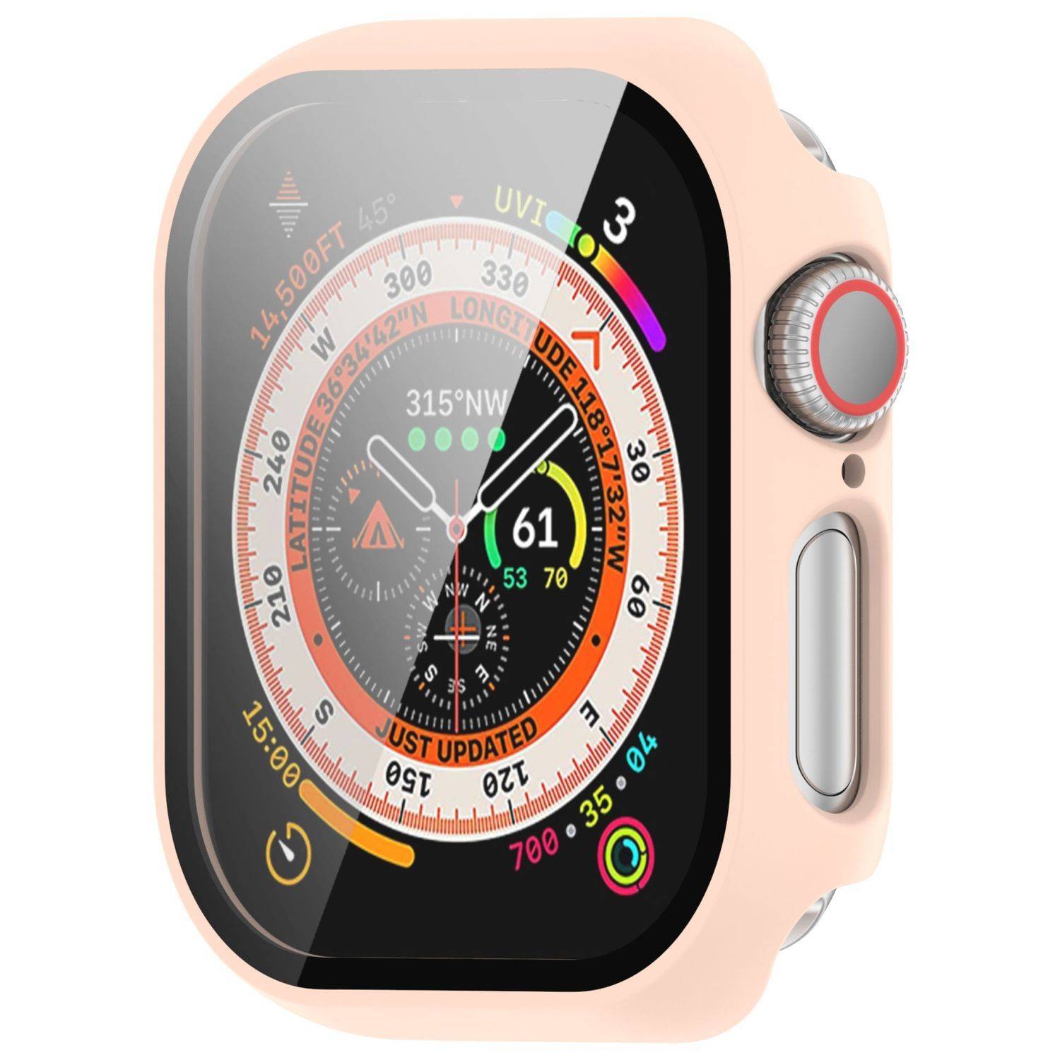 Für Apple Watch Series 10 42mm Kunststoff PC Smart Watch Hülle + Schutz Hart Glas Rosa