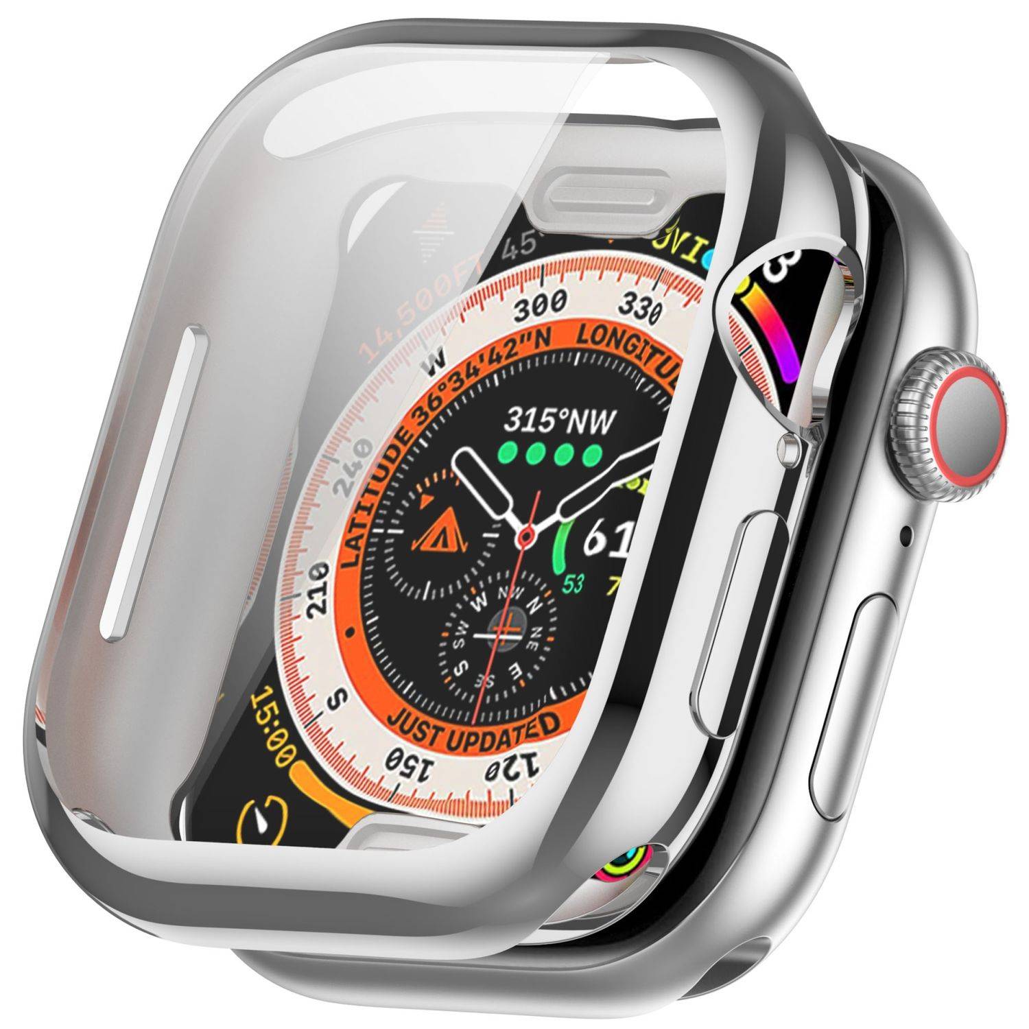 Für Apple Watch Series 11 / 10 46mm Full Cover Soft TPU All Inclusive Smart Case Schutz Hülle Silber
