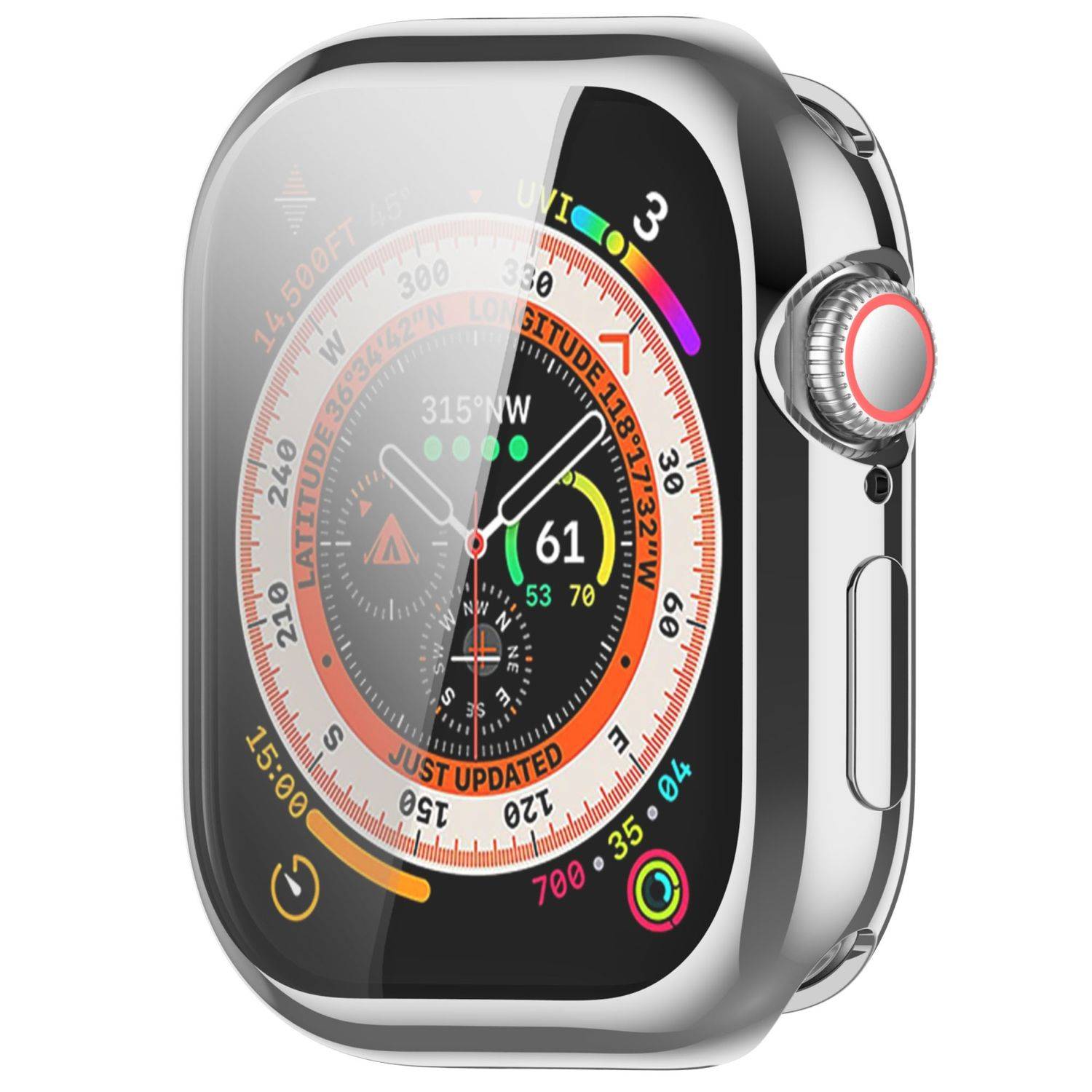 Für Apple Watch Series 10 46mm Full Cover Soft TPU All Inclusive Smart Case Schutz Hülle Silber