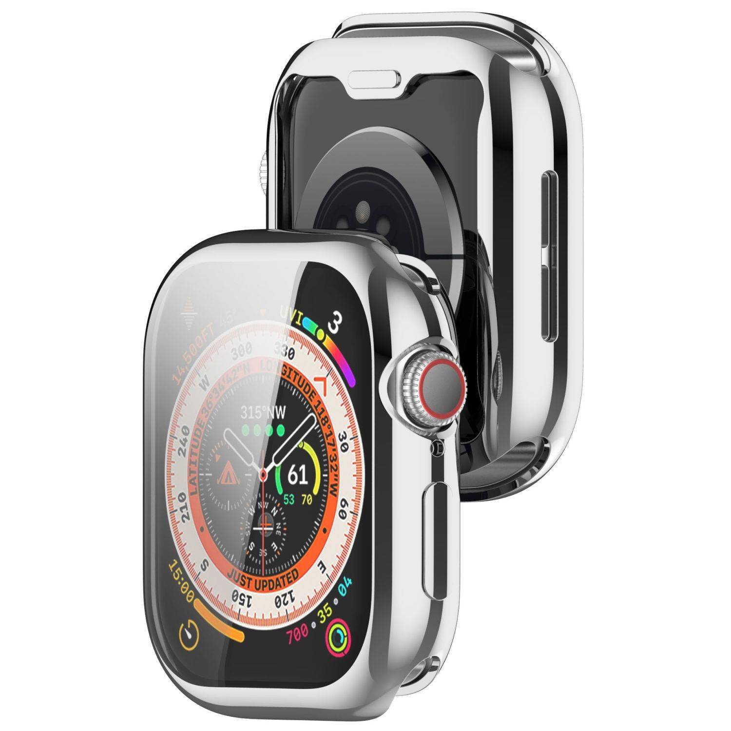 Für Apple Watch Series 11 / 10 46mm Full Cover Soft TPU All Inclusive Smart Case Schutz Hülle Silber