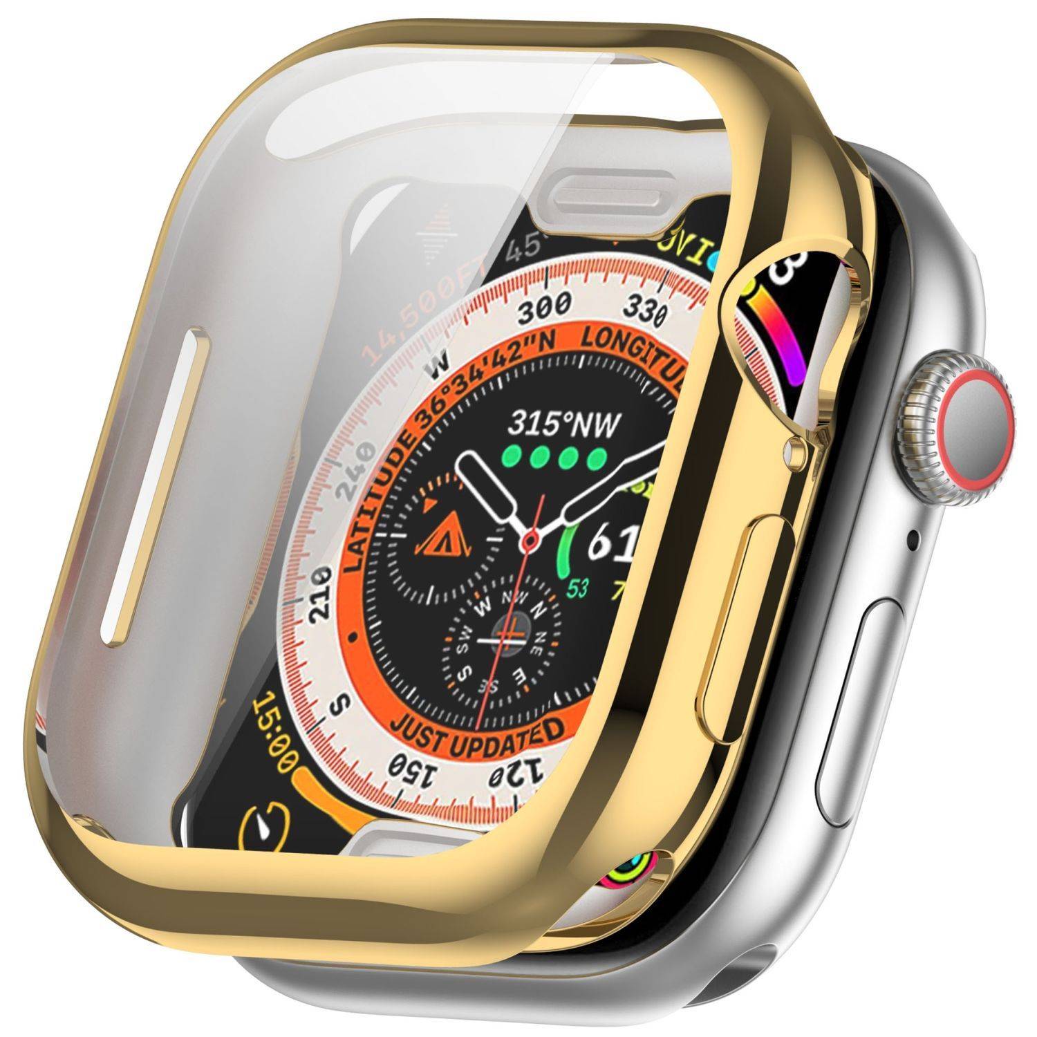 Für Apple Watch Series 10 46mm Full Cover Soft TPU All Inclusive Smart Case Schutz Hülle Gold