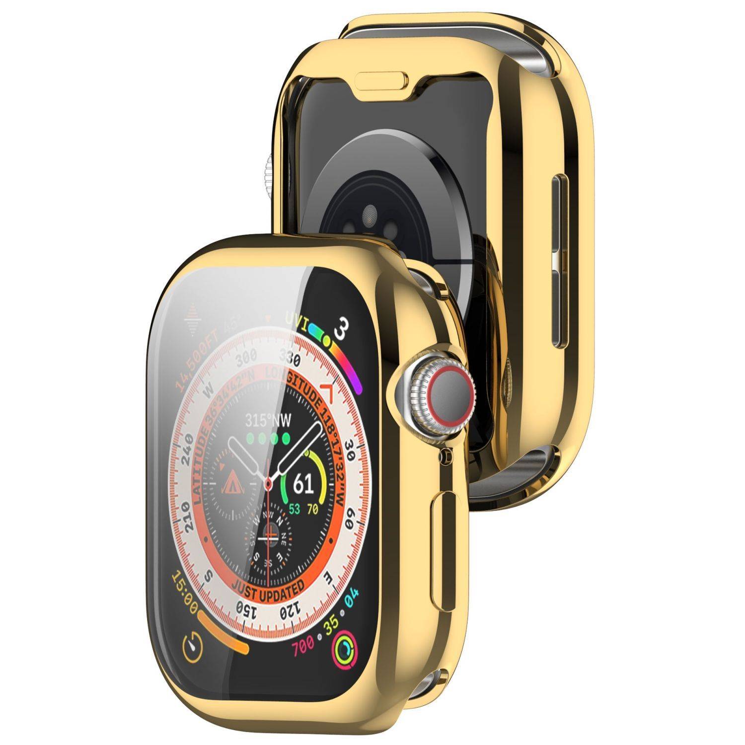 Für Apple Watch Series 10 46mm Full Cover Soft TPU All Inclusive Smart Case Schutz Hülle Gold