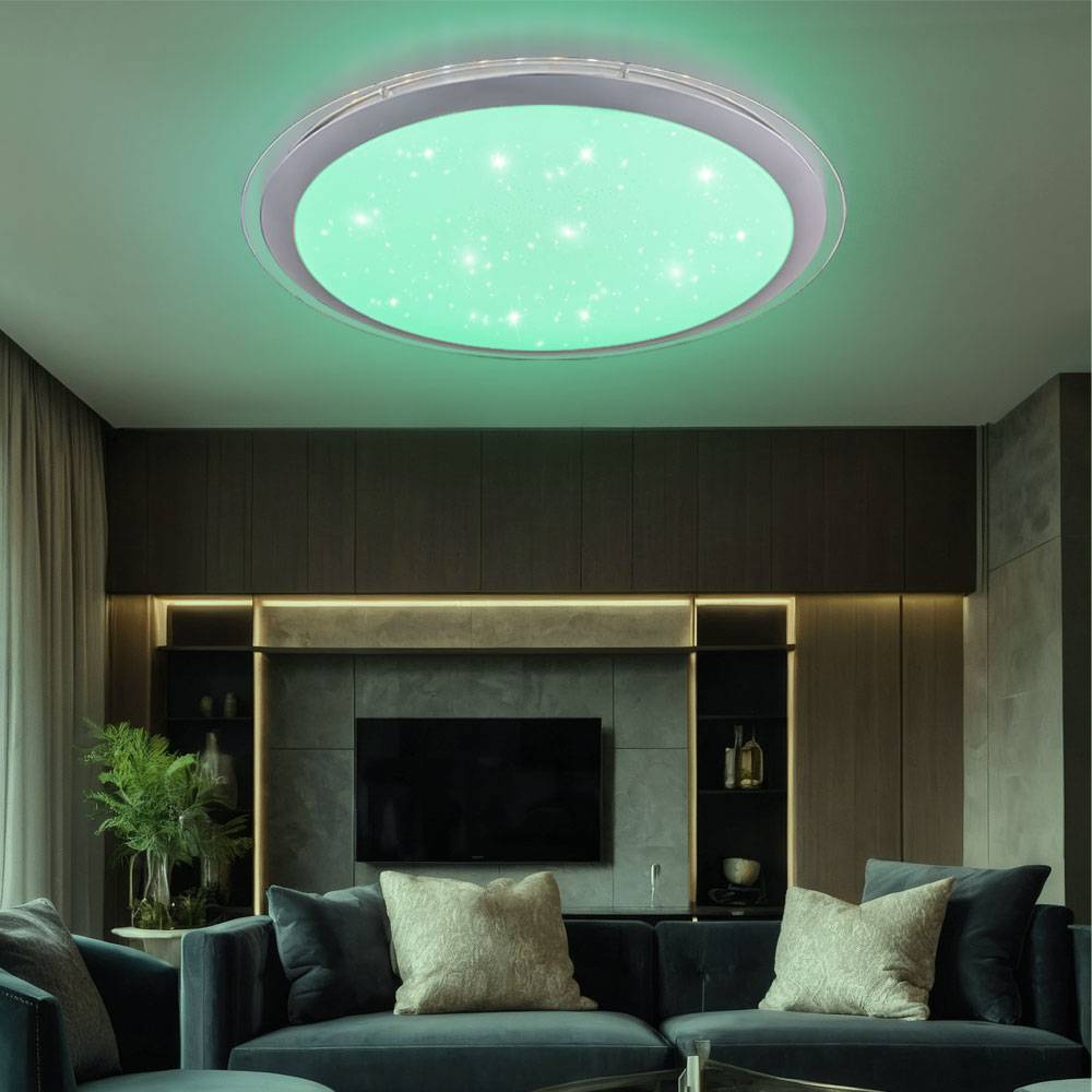 Smart Home Deckenlampe dimmbar mit Fernbedienung LED Deckenleuchte Wohnzimmerlampe, App-/Sprachsteuerung, 30W 1500lm warmweiß-kaltweiß, DxH 53 x 8,3