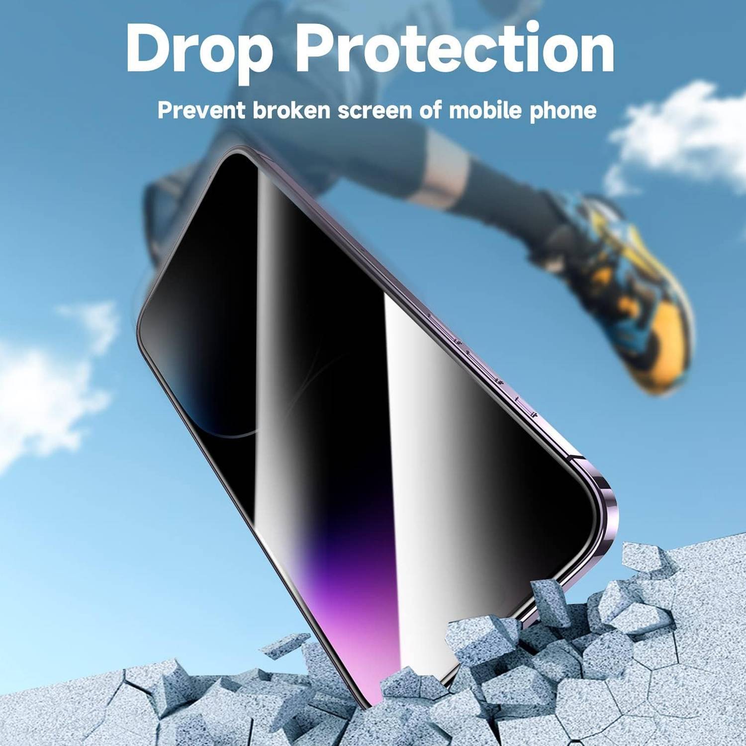 Kopie von 1x Anti-Spy 9H Panzerglas für iPhone 16 Pro Blickschutz MagixBox Staubfreie Installation echtes Tempered Glass Panzerhartglas Schutzglas