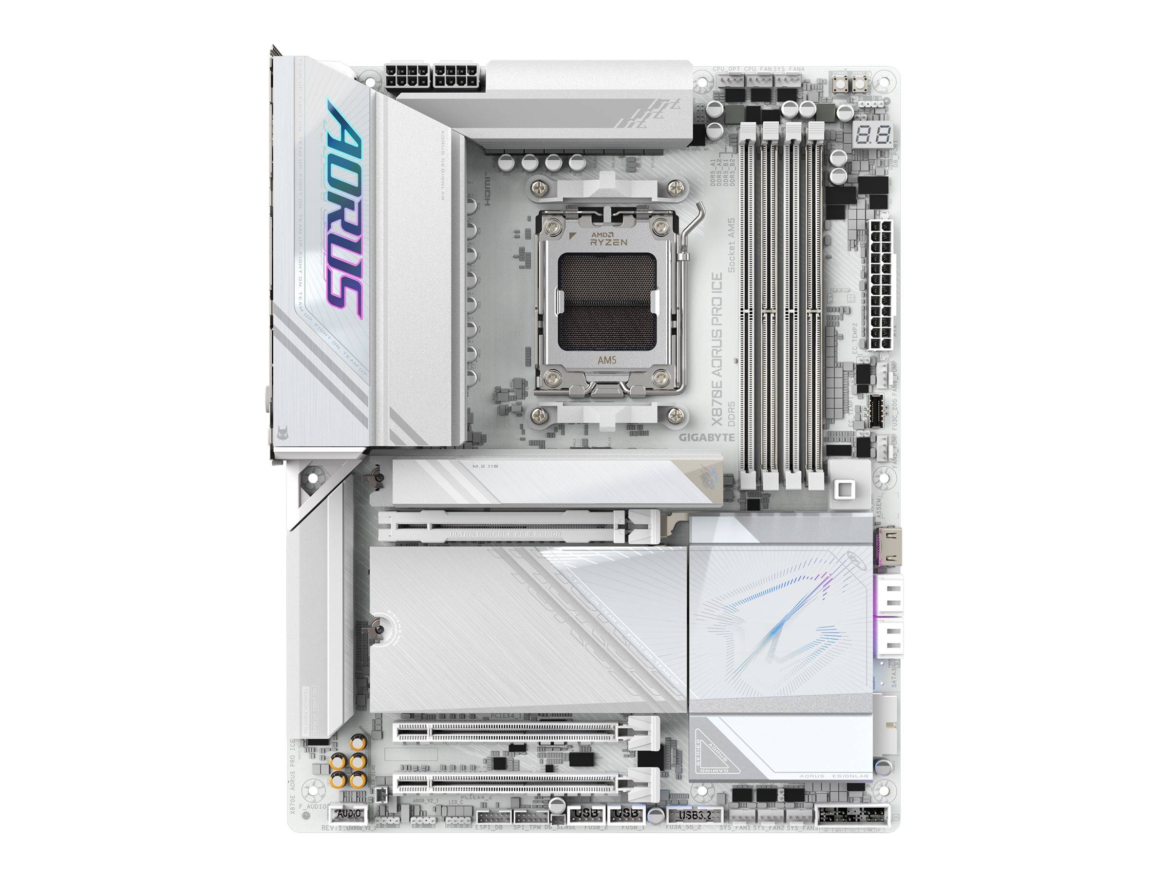 Gigabyte AORUS X870E PRO ICE - Motherboard - ATX - Socket AM5 - AMD X870E Chipsatz - USB-C 3.2 Gen 2x2, USB4, USB 3.2 Gen 1, USB 3.2 Gen 2 - 2.5