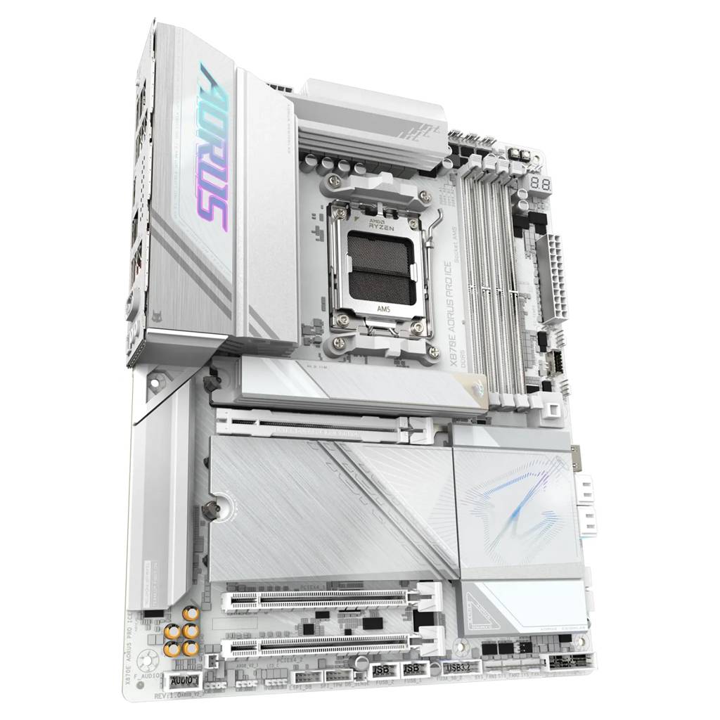 GIGABYTE - AORUS X870E PRO ICE - Motherboard - ATX - Socket AM5 - AMD X870E Chipsatz - USB-C 3.2 Gen 2x2, USB4, USB 3.2