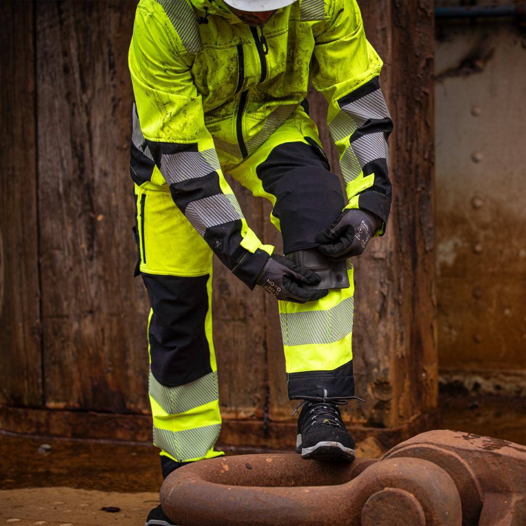 ELKA Visible Xtreme Recycelt Arbeitshosen Stretch Bundhose Wasserabweisend 282404R Größe:60 Warngelb/Schwarz