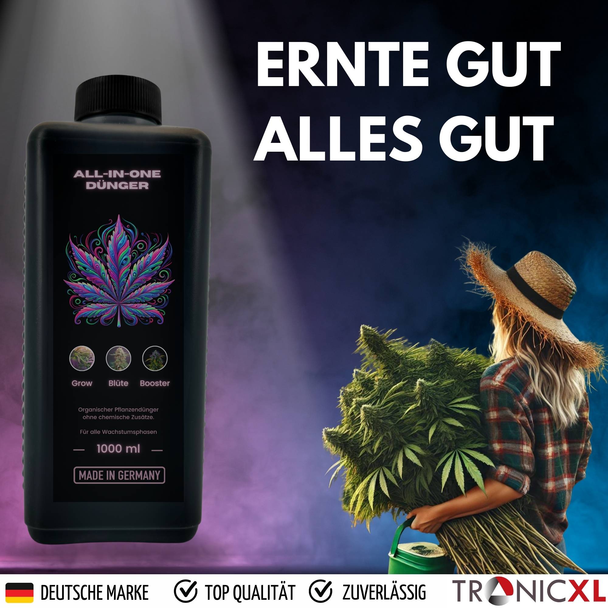 Dünger 1L Grow Growing für Growbox Wachstum und Blütephase Booster Autoflower Zubehör Erde