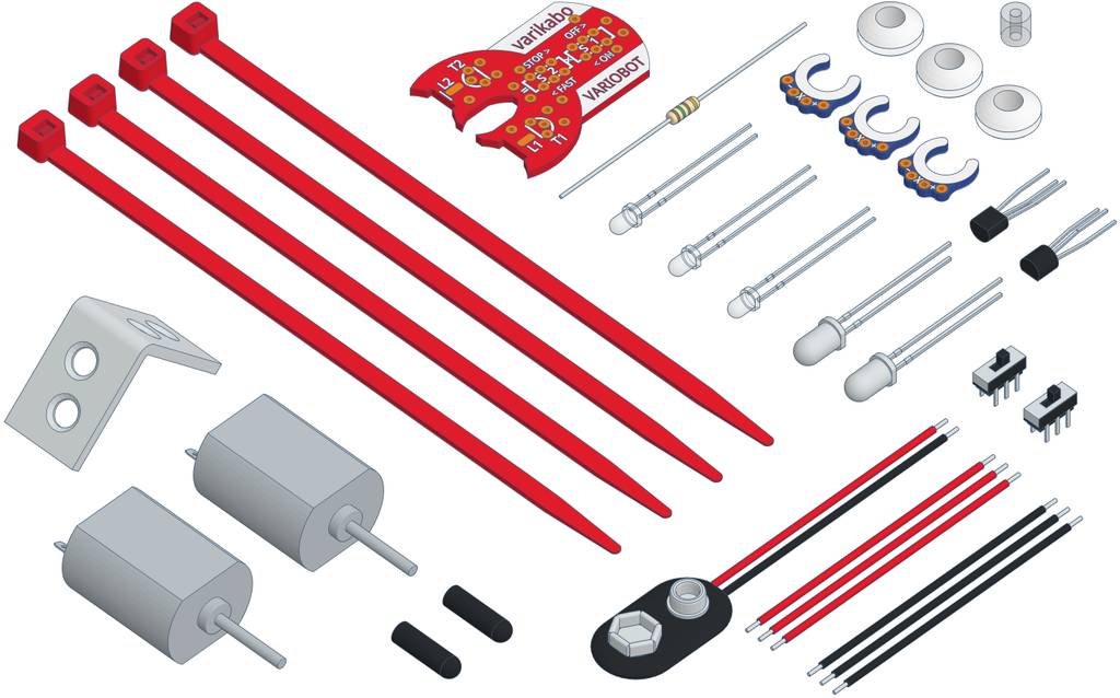varikabo 10er-Set (10 Roboter) - Roboter-Bausatz zum Löten mit 12 Funktionen, Elektronik-Bausatz von VARIOBOT