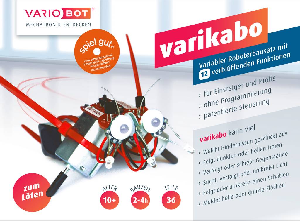 varikabo 10er-Set (10 Roboter) - Roboter-Bausatz zum Löten mit 12 Funktionen, Elektronik-Bausatz von VARIOBOT