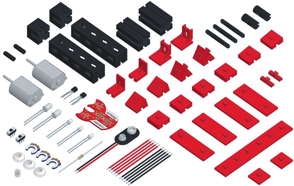 varikabo FT (Fischertechnik) - Roboter-Bausatz zum Löten mit 12 Funktionen, Elektronik-Bausatz von VARIOBOT